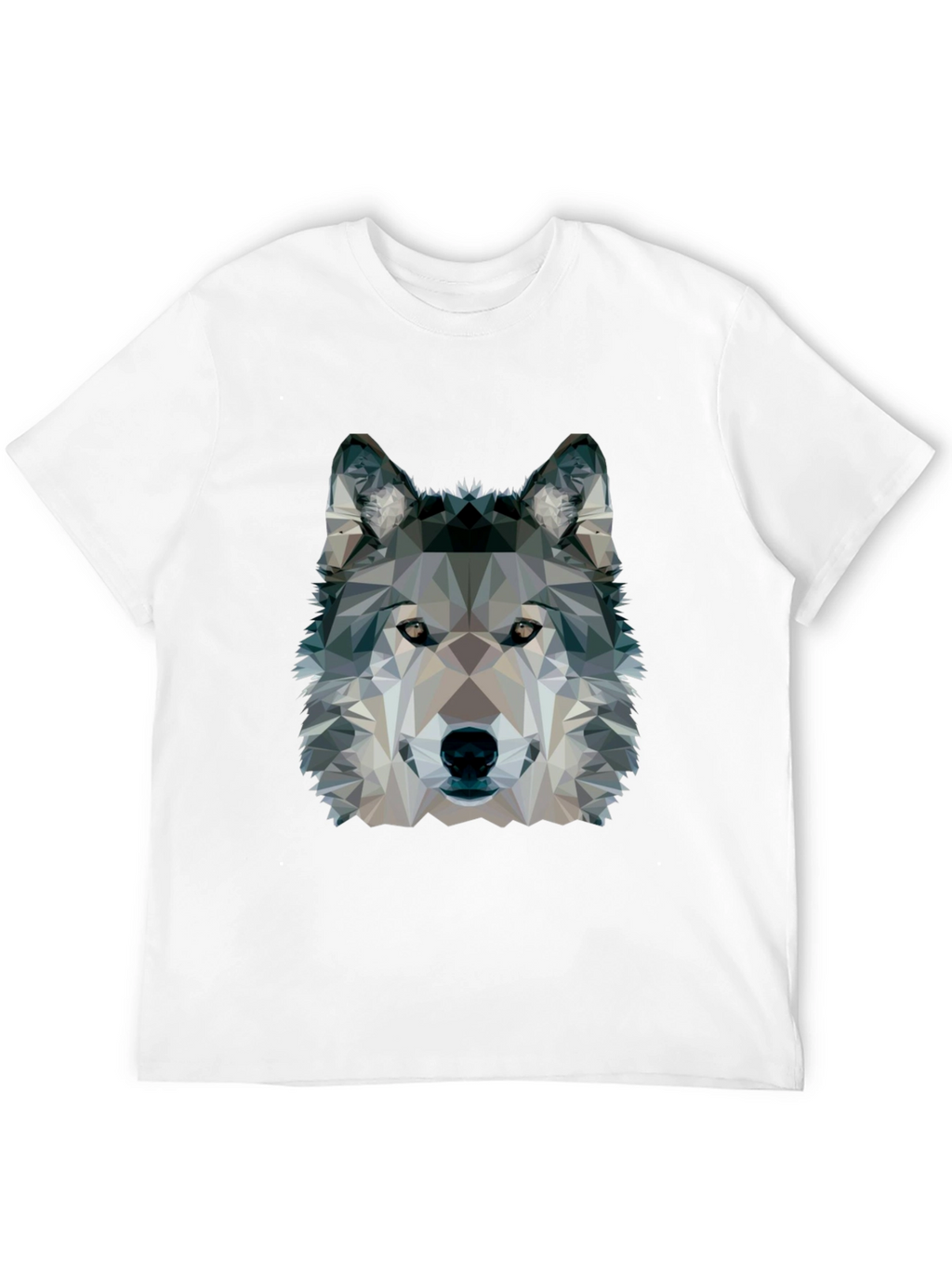 Geometric Wolf Graphic Black T-Shirt