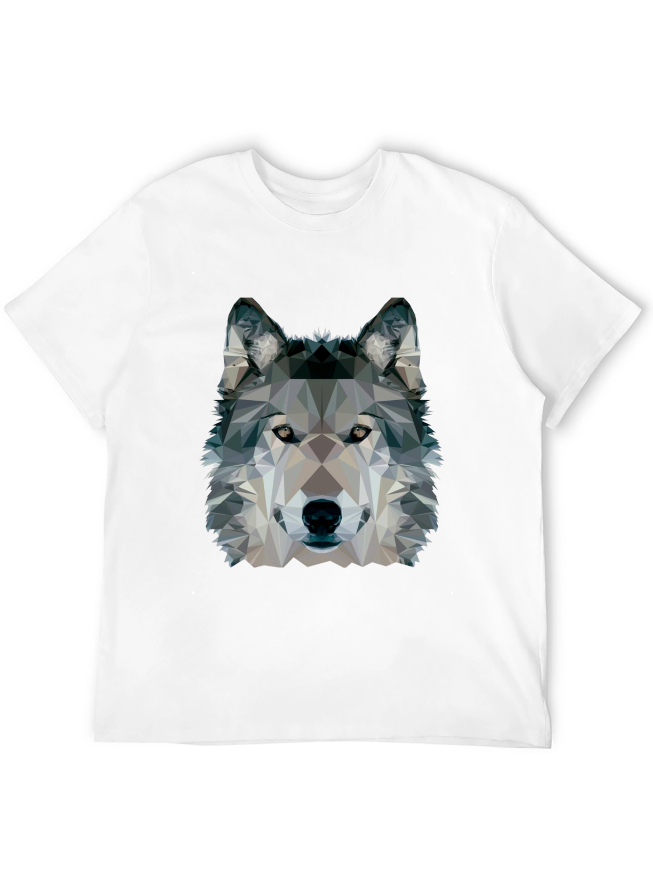 Geometric Wolf Graphic Black T-Shirt