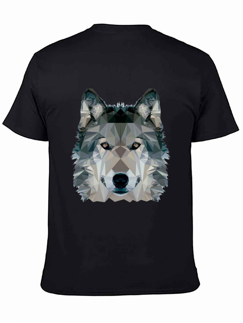Geometric Wolf Graphic Black T-Shirt