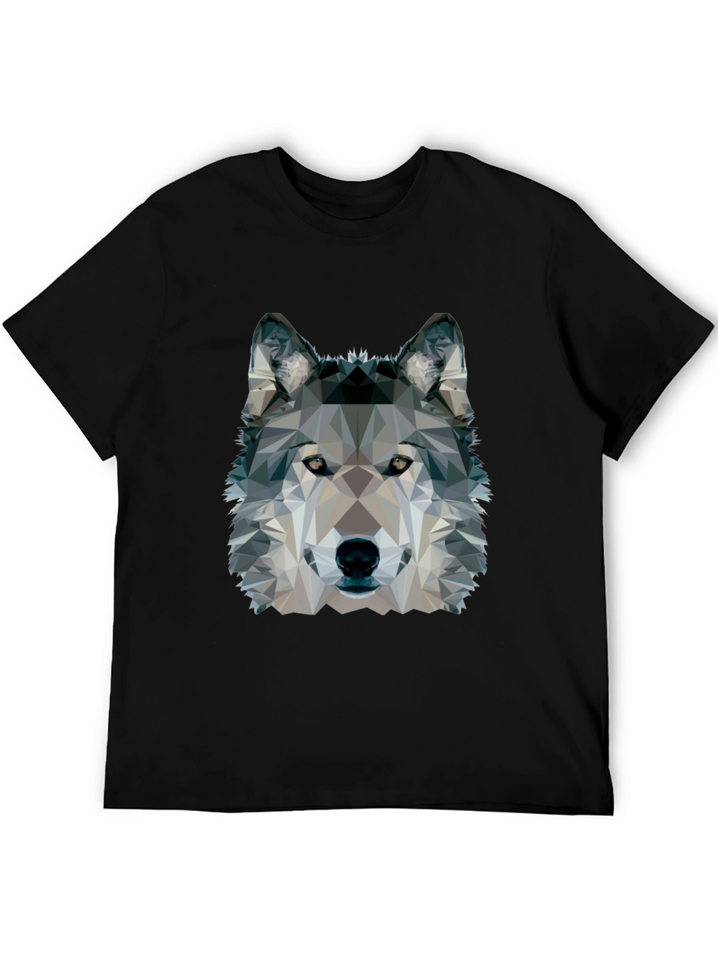 Geometric Wolf Graphic Black T-Shirt