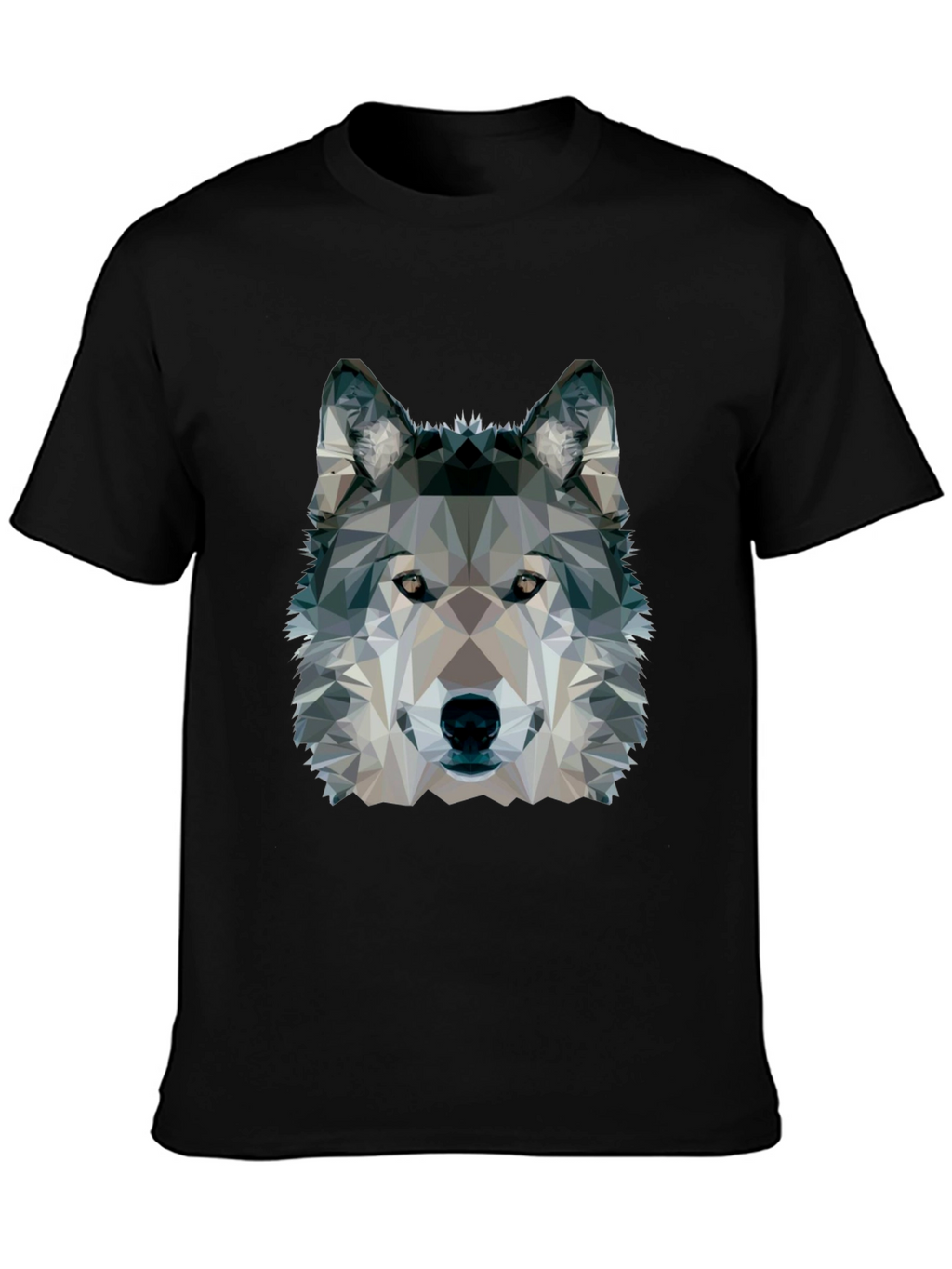 Geometric Wolf Graphic Black T-Shirt