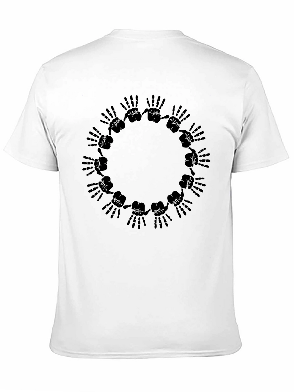 Graphic Black T-Shirt - Hands Circle Design