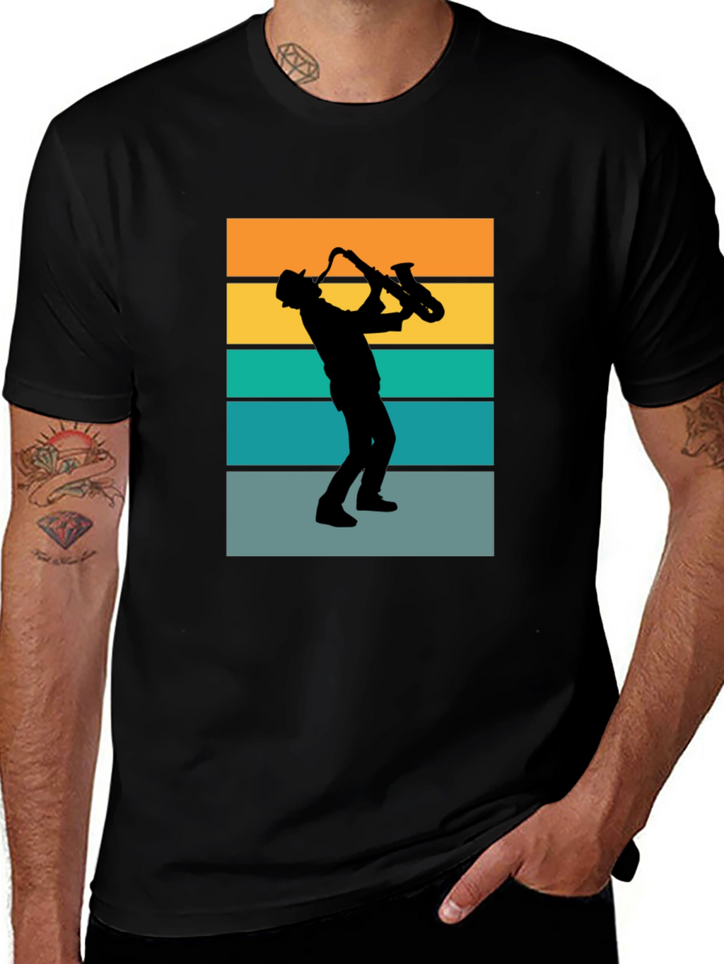 Retro Saxophone Player Graphic T-Shirt