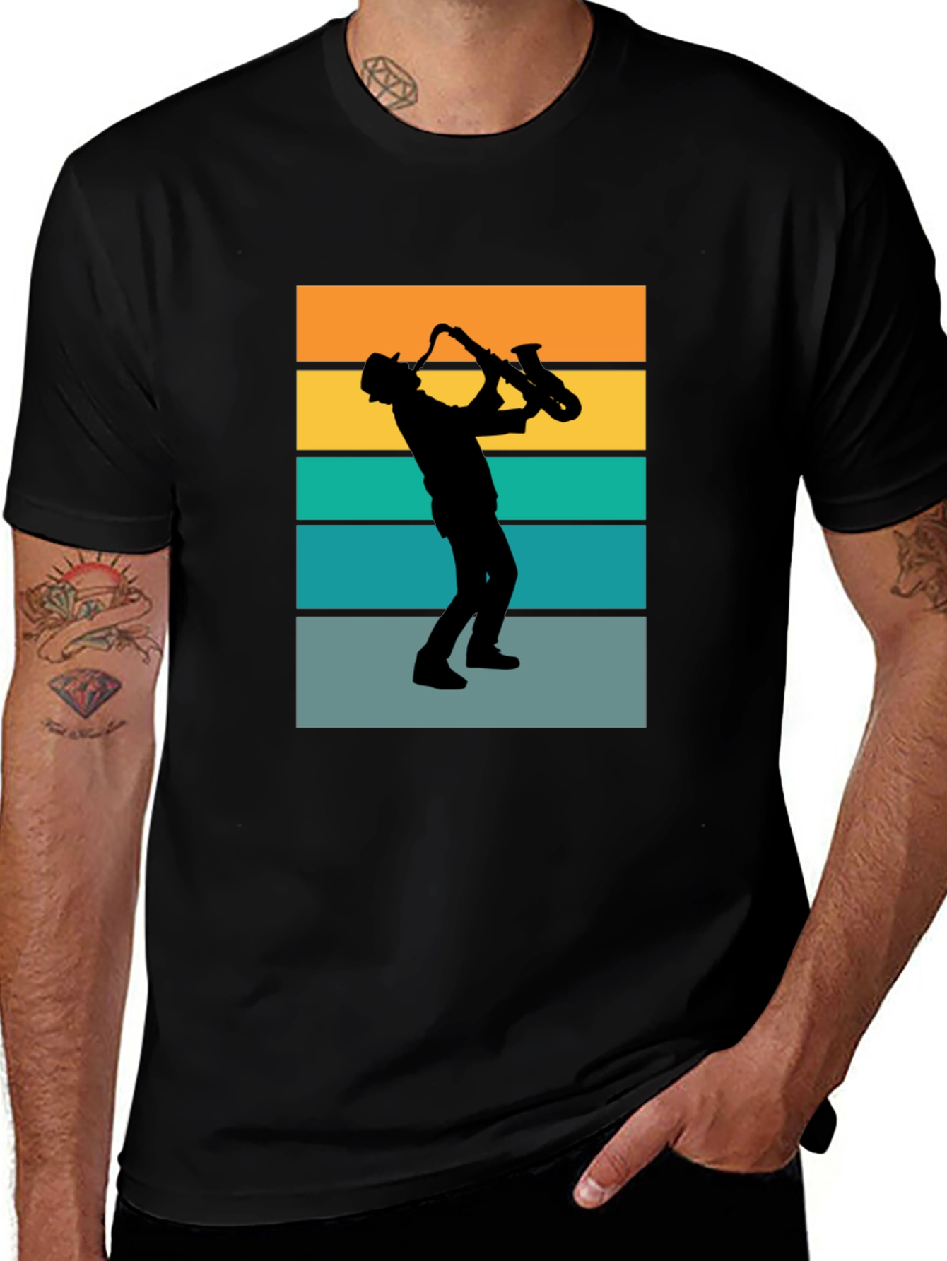 Retro Saxophone Player Graphic T-Shirt
