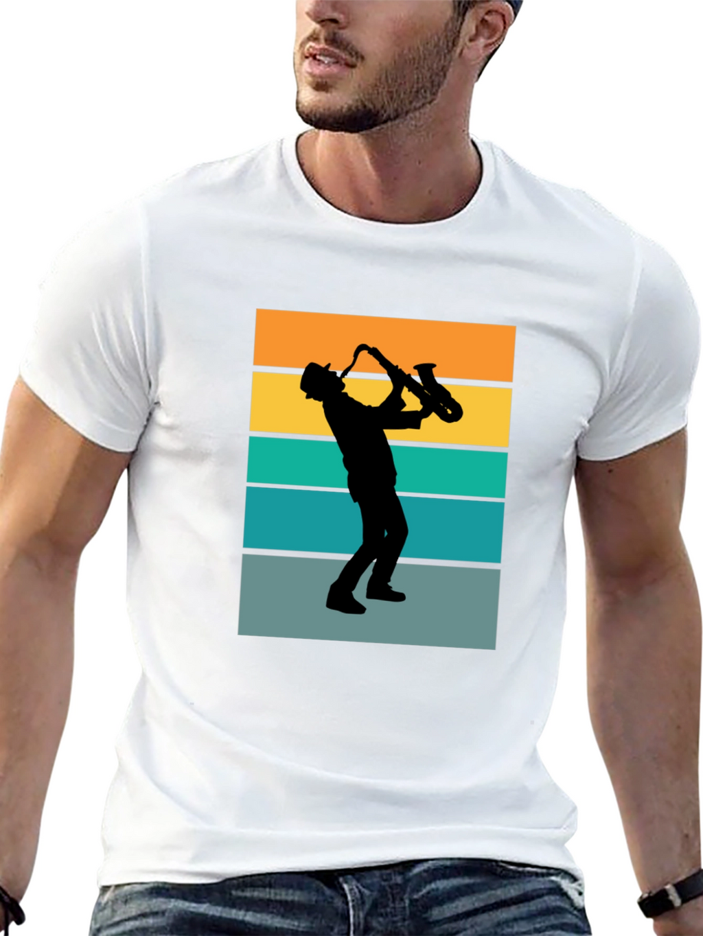 Retro Saxophone Player Graphic T-Shirt