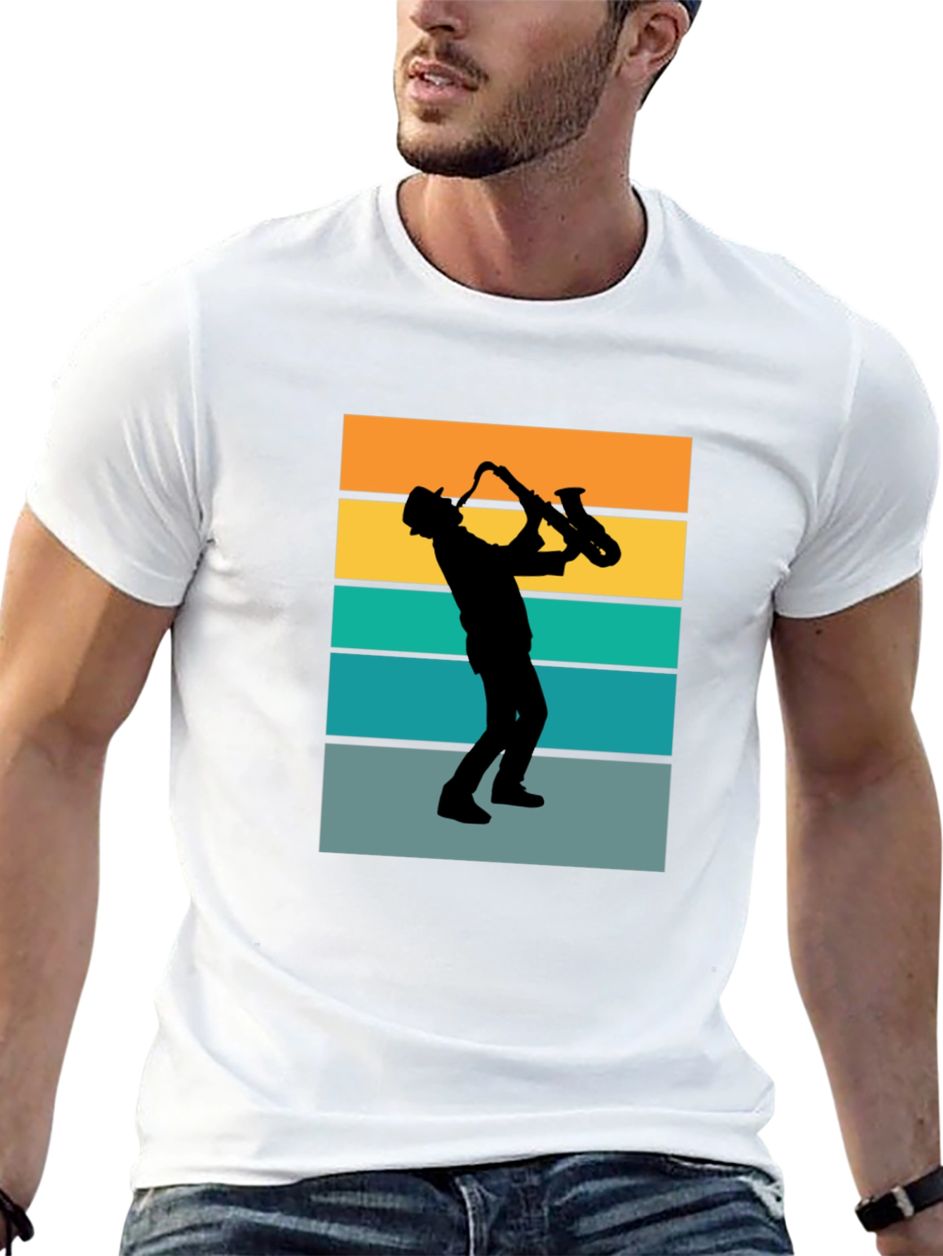 Retro Saxophone Player Graphic T-Shirt