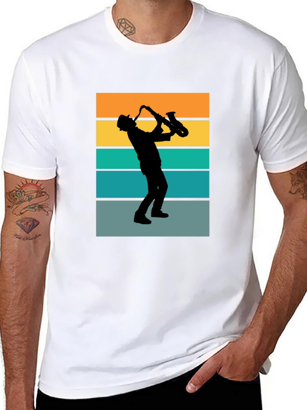 Retro Saxophone Player Graphic T-Shirt