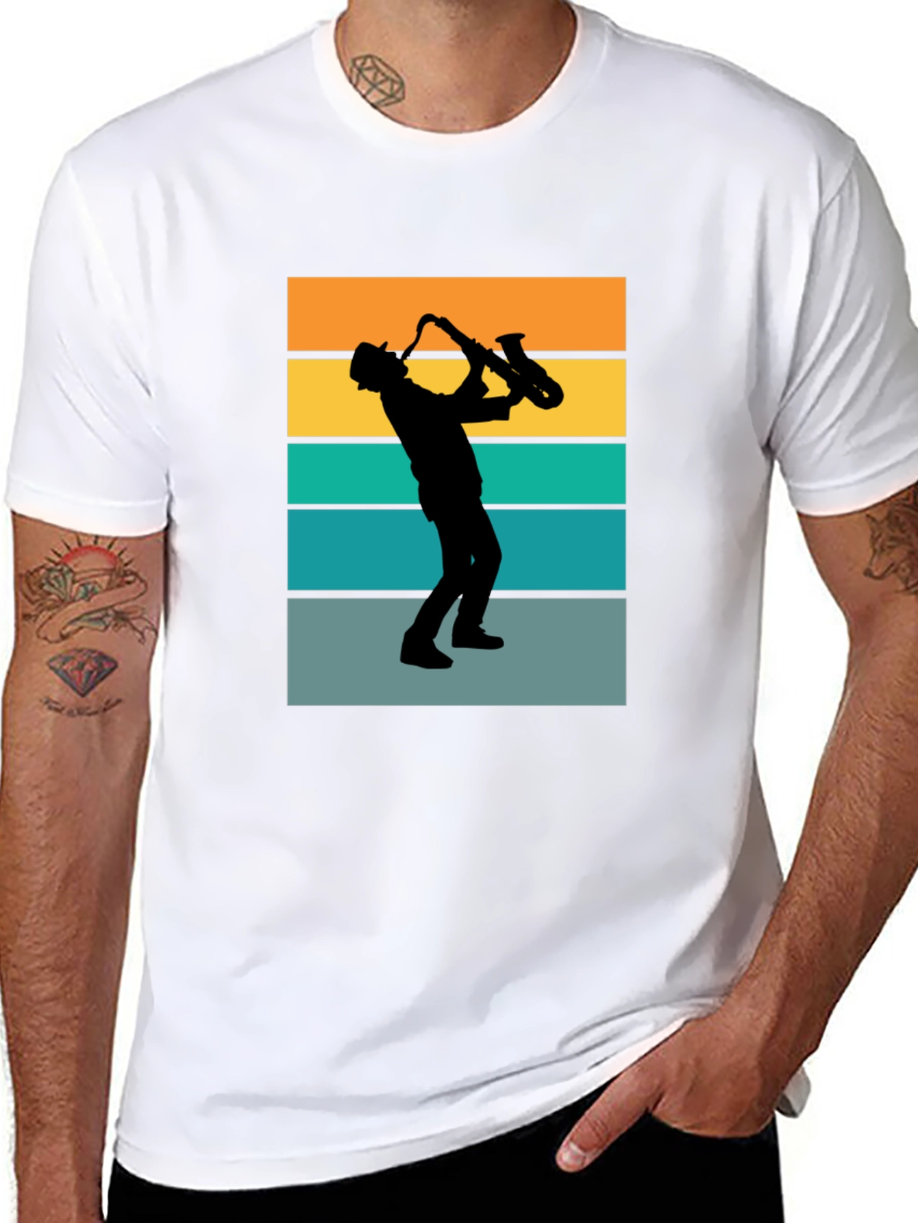 Retro Saxophone Player Graphic T-Shirt