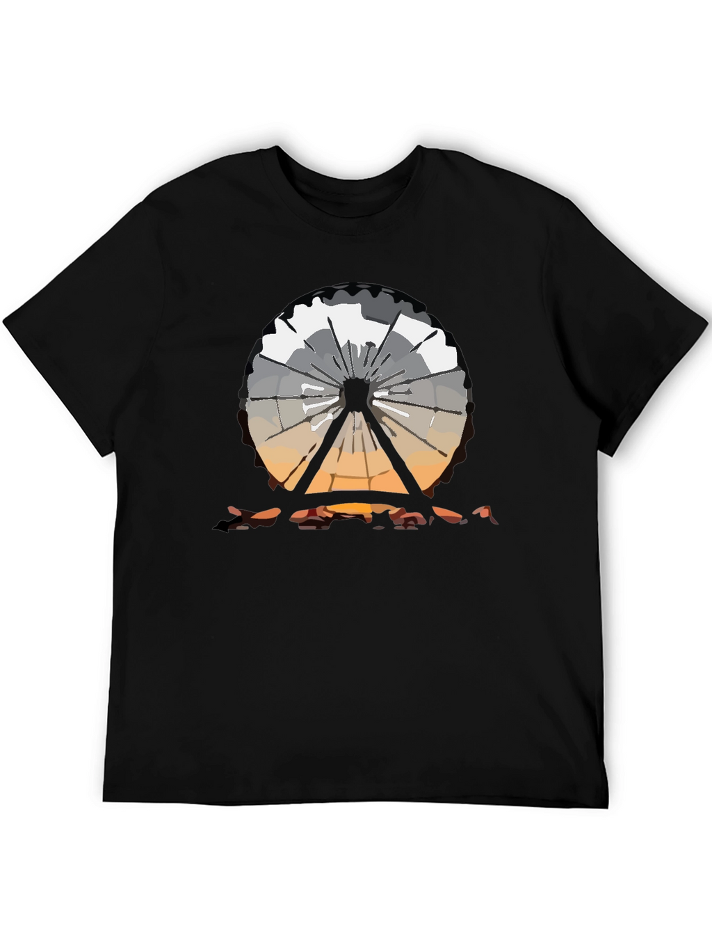 Ferris Wheel Graphic Tee - Black Cotton T-Shirt