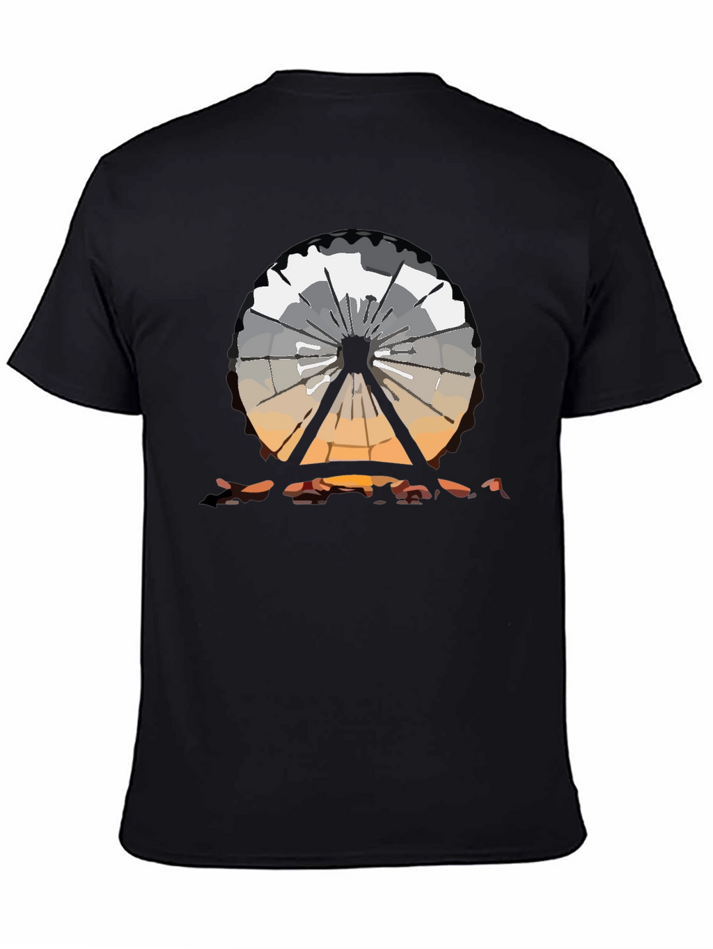 Ferris Wheel Graphic Tee - Black Cotton T-Shirt