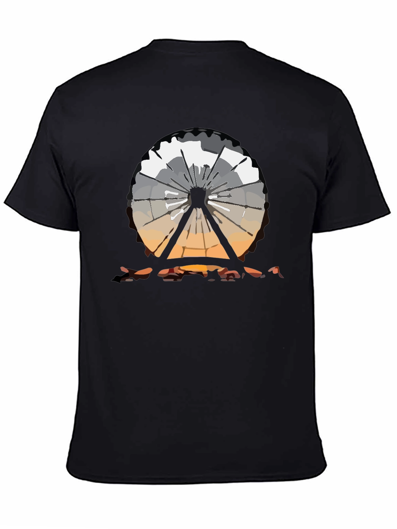 Ferris Wheel Graphic Tee - Black Cotton T-Shirt