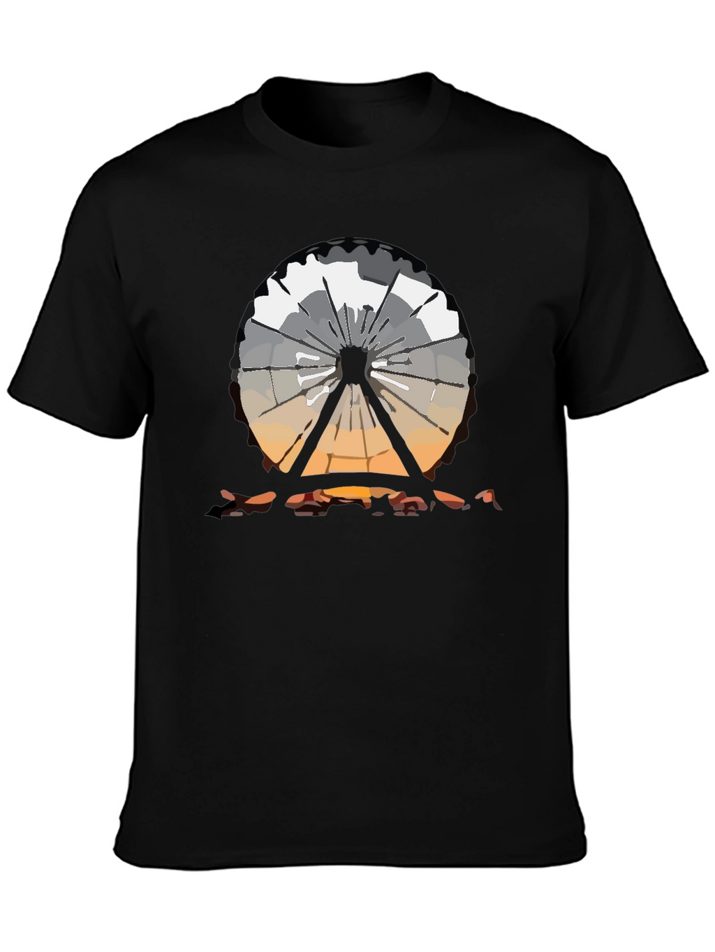 Ferris Wheel Graphic Tee - Black Cotton T-Shirt