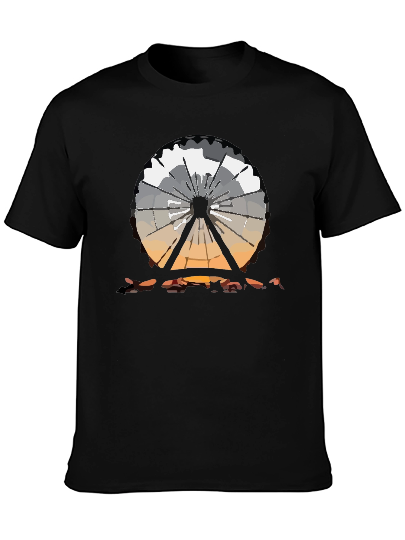 Ferris Wheel Graphic Tee - Black Cotton T-Shirt