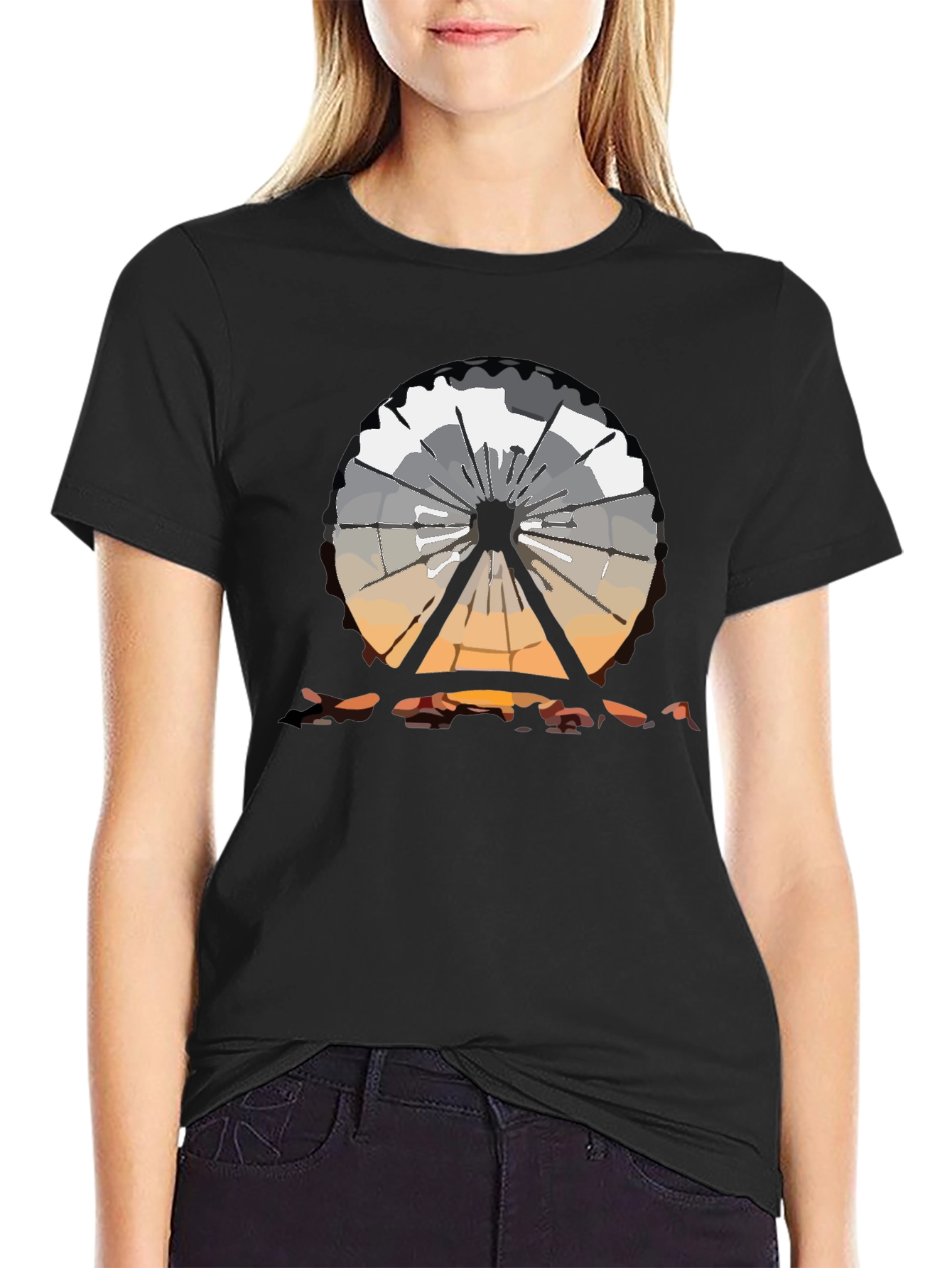 Ferris Wheel Graphic Tee - Black Cotton T-Shirt