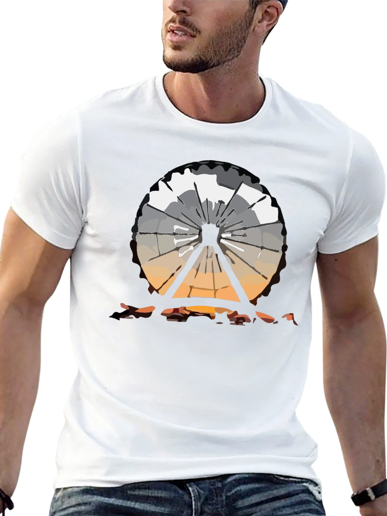 Ferris Wheel Graphic Tee - Black Cotton T-Shirt