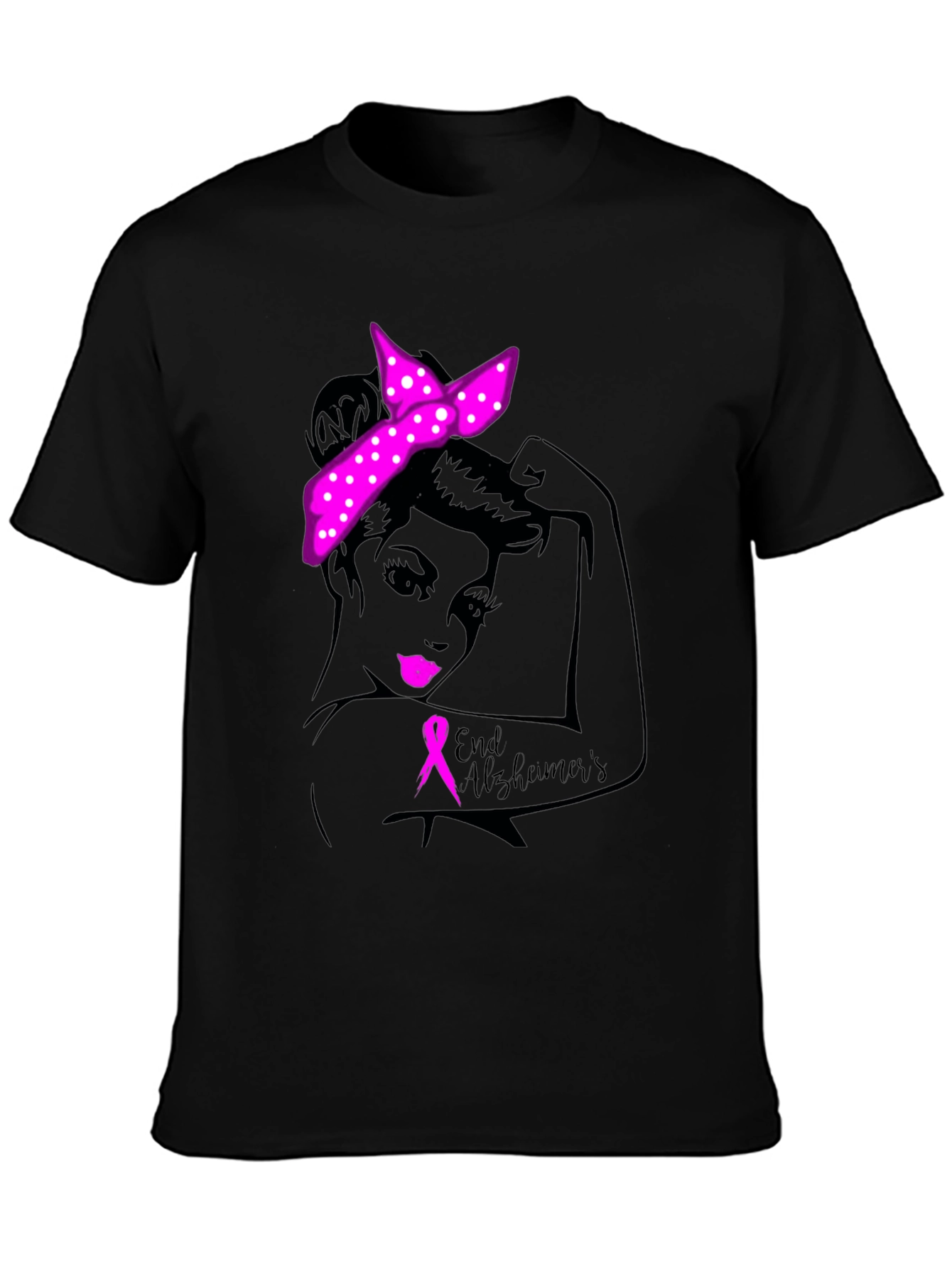 End Alzheimers Awareness T-Shirt: Strong Woman Graphic
