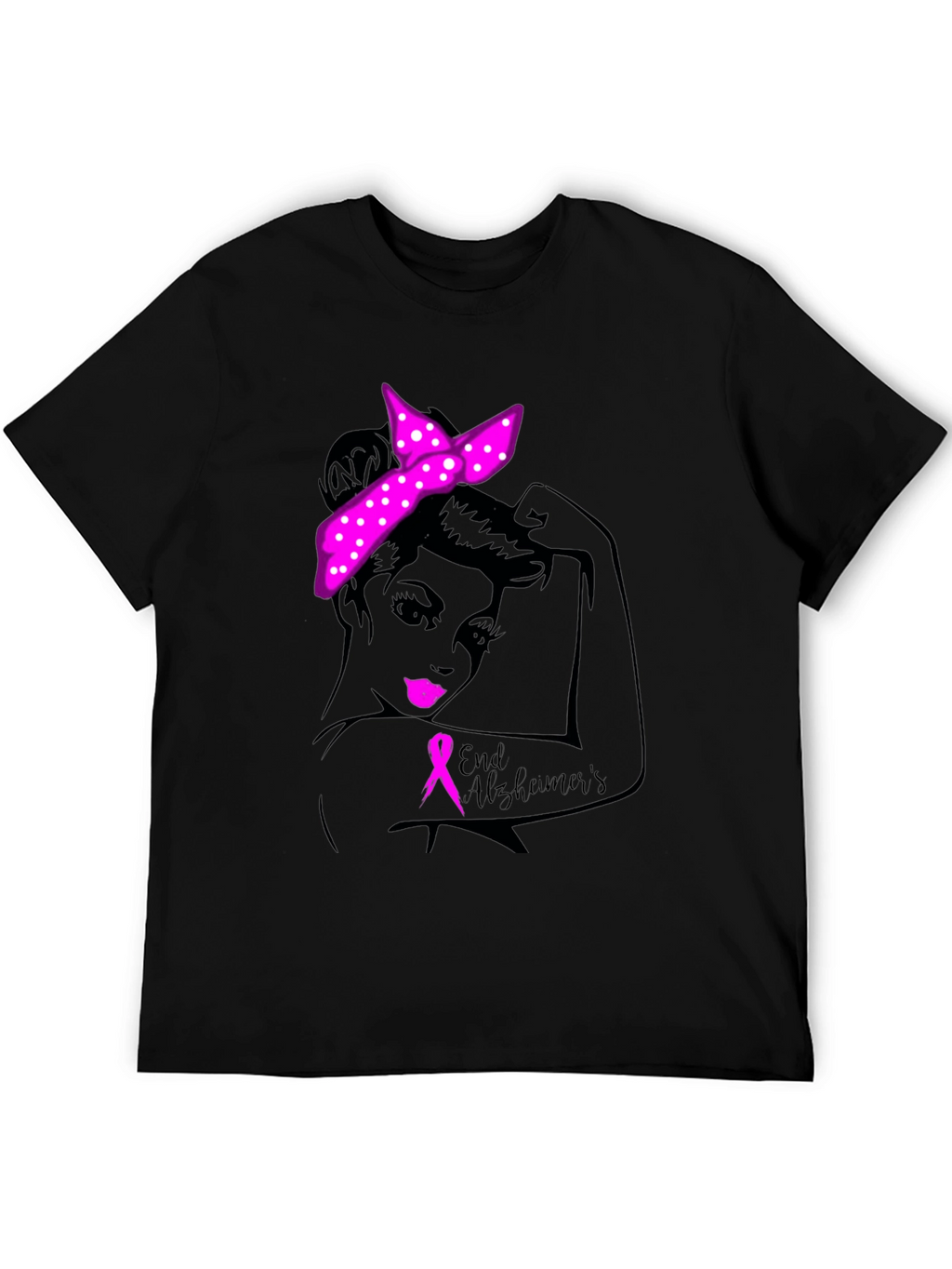 End Alzheimers Awareness T-Shirt: Strong Woman Graphic