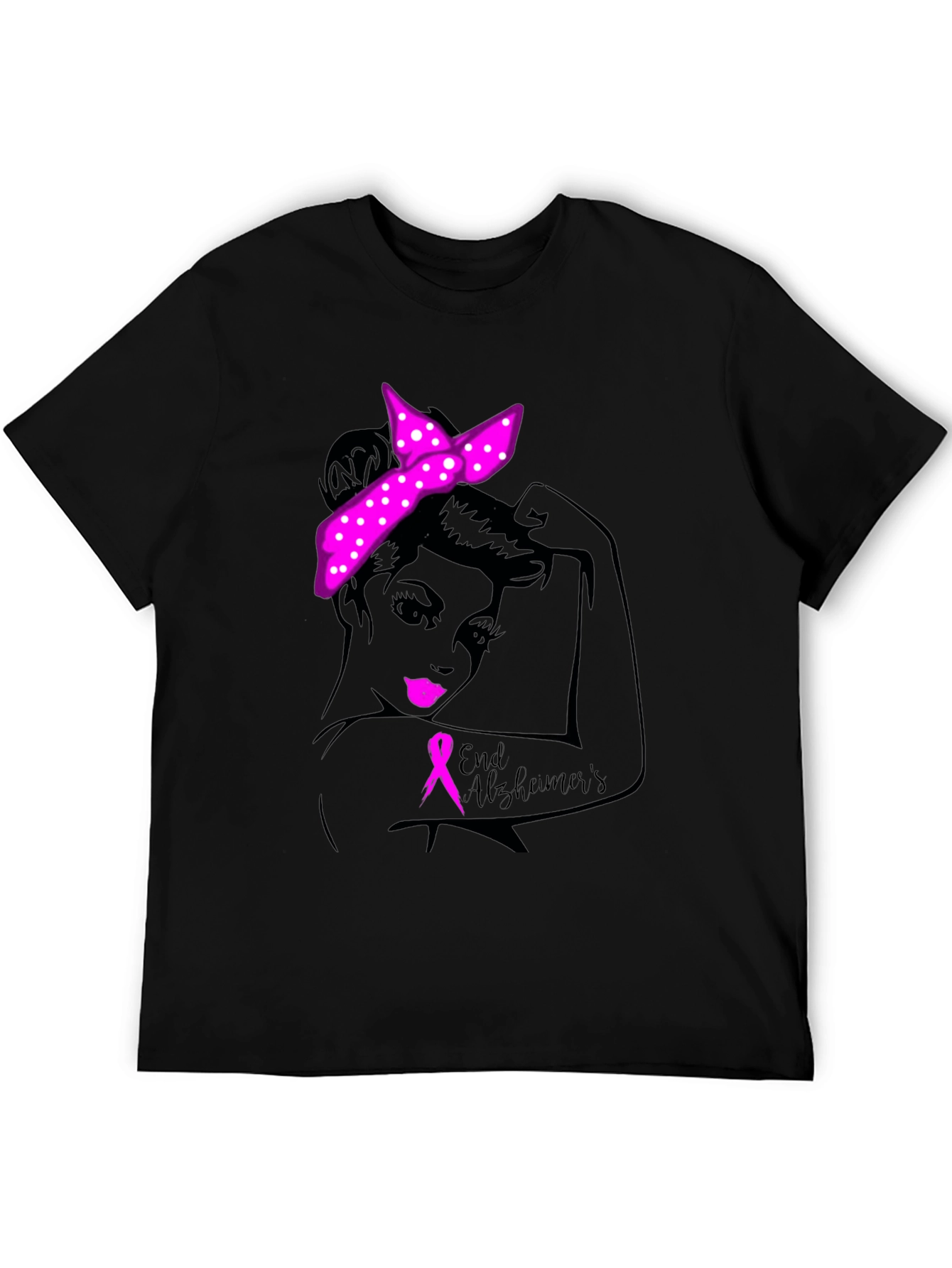 End Alzheimers Awareness T-Shirt: Strong Woman Graphic