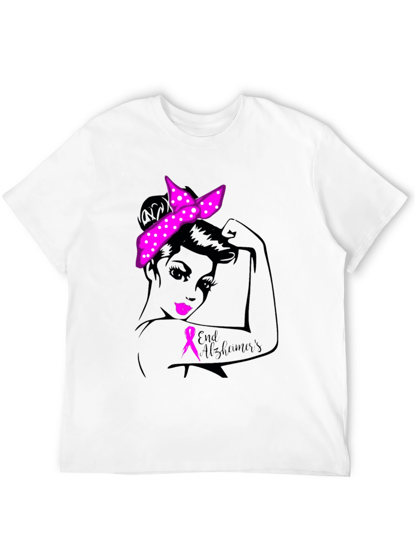 End Alzheimers Awareness T-Shirt: Strong Woman Graphic