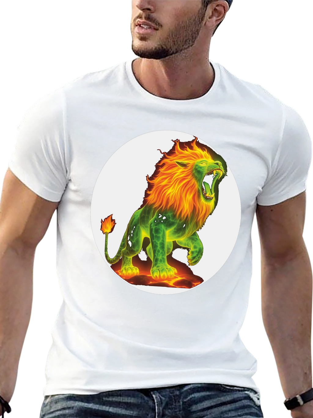 Fiery Lion Graphic Tee - Bold & Unique Design