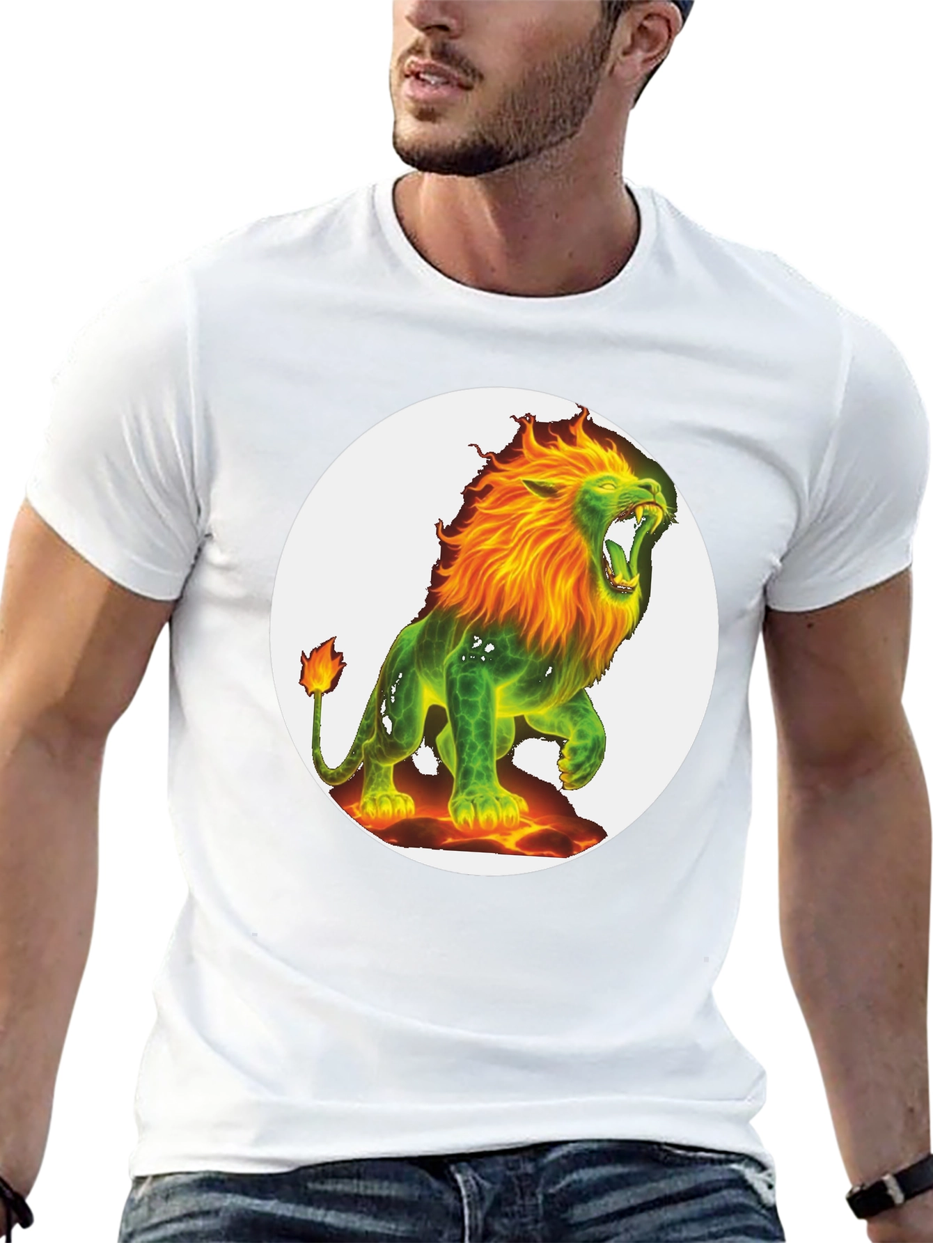 Fiery Lion Graphic Tee - Bold & Unique Design