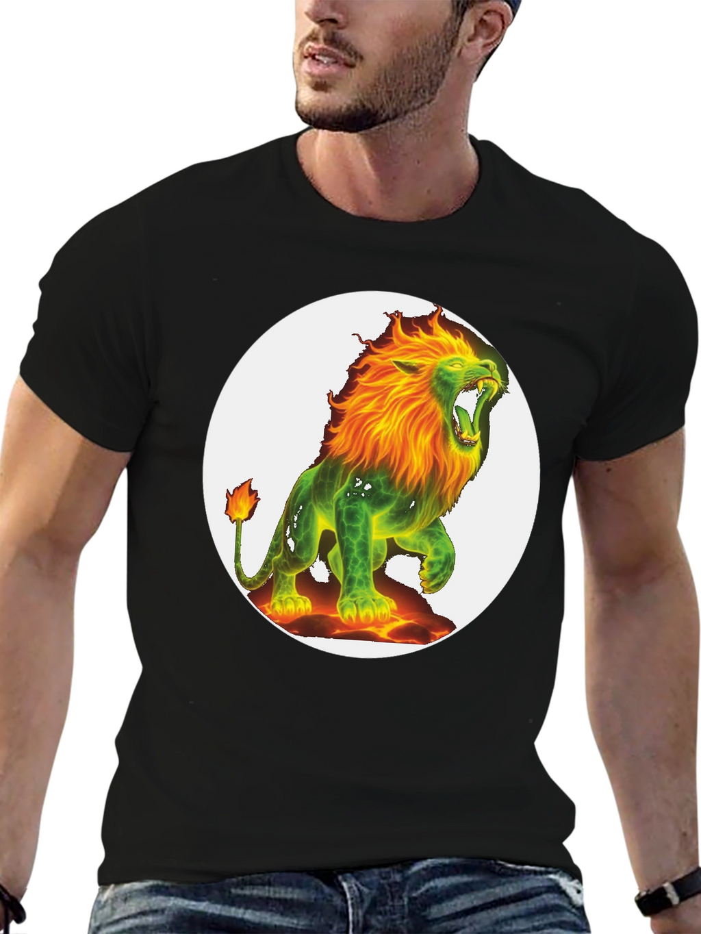 Fiery Lion Graphic Tee - Bold & Unique Design