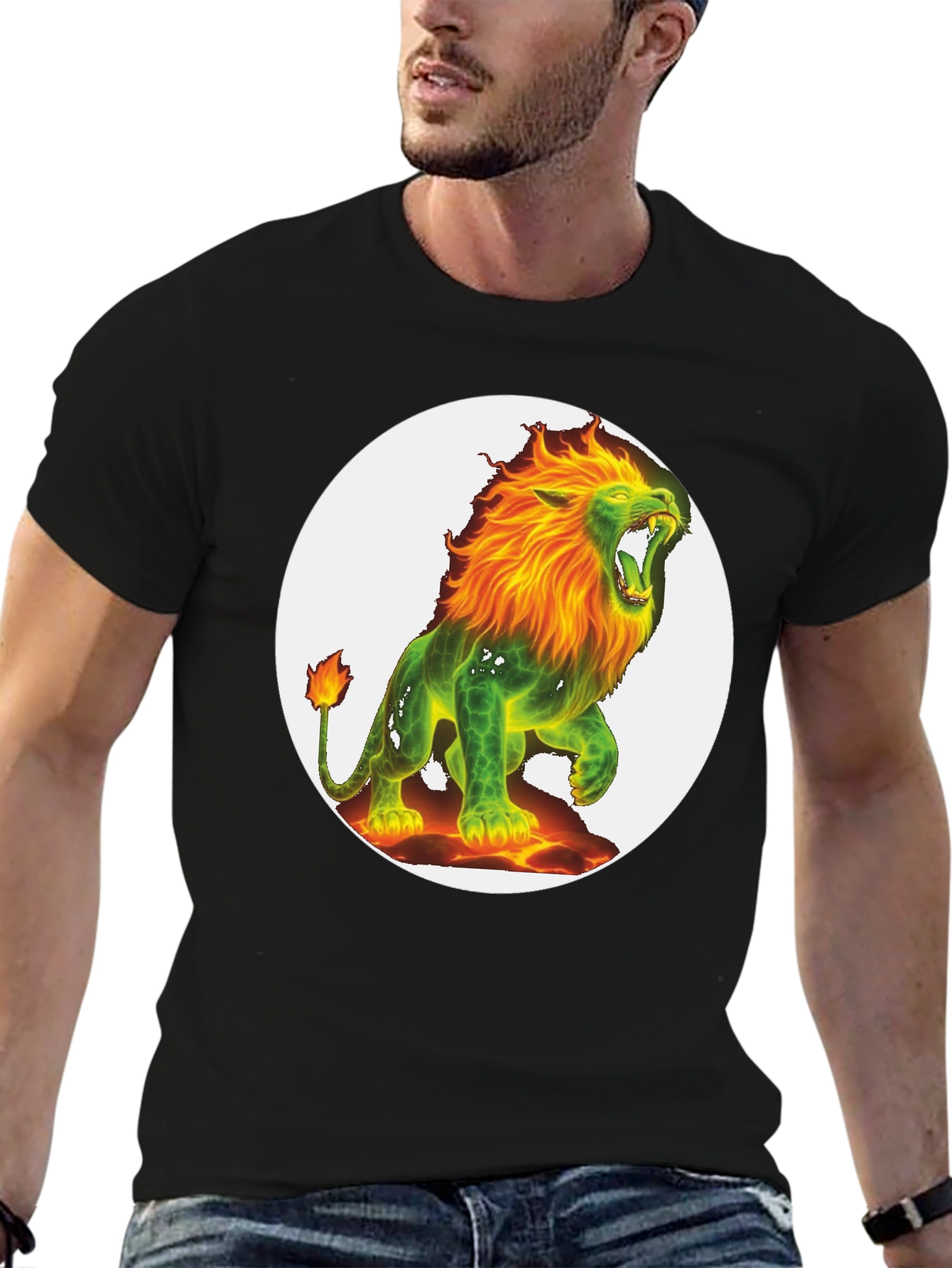 Fiery Lion Graphic Tee - Bold & Unique Design