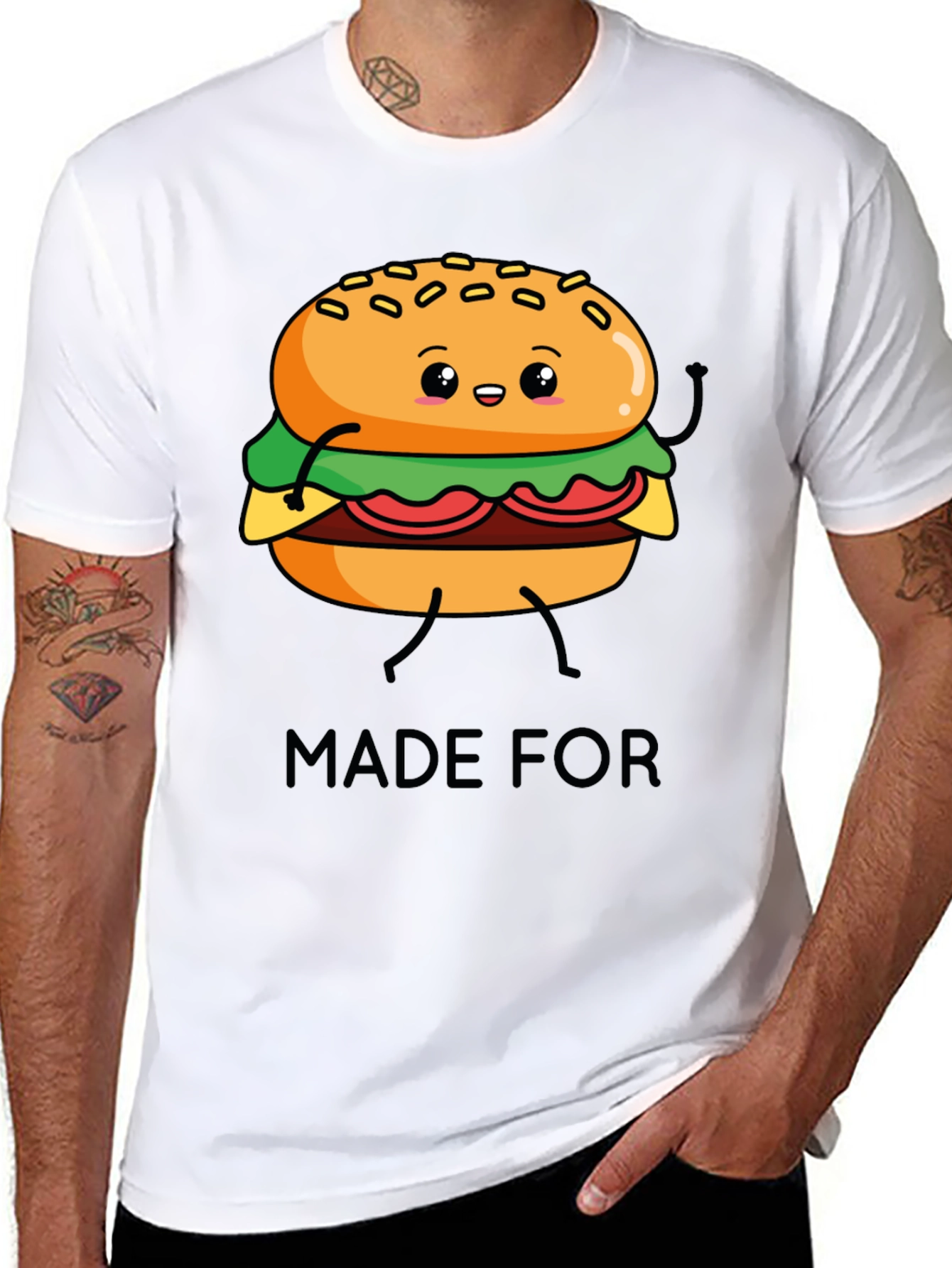 Cartoon Burger Made For T-Shirt