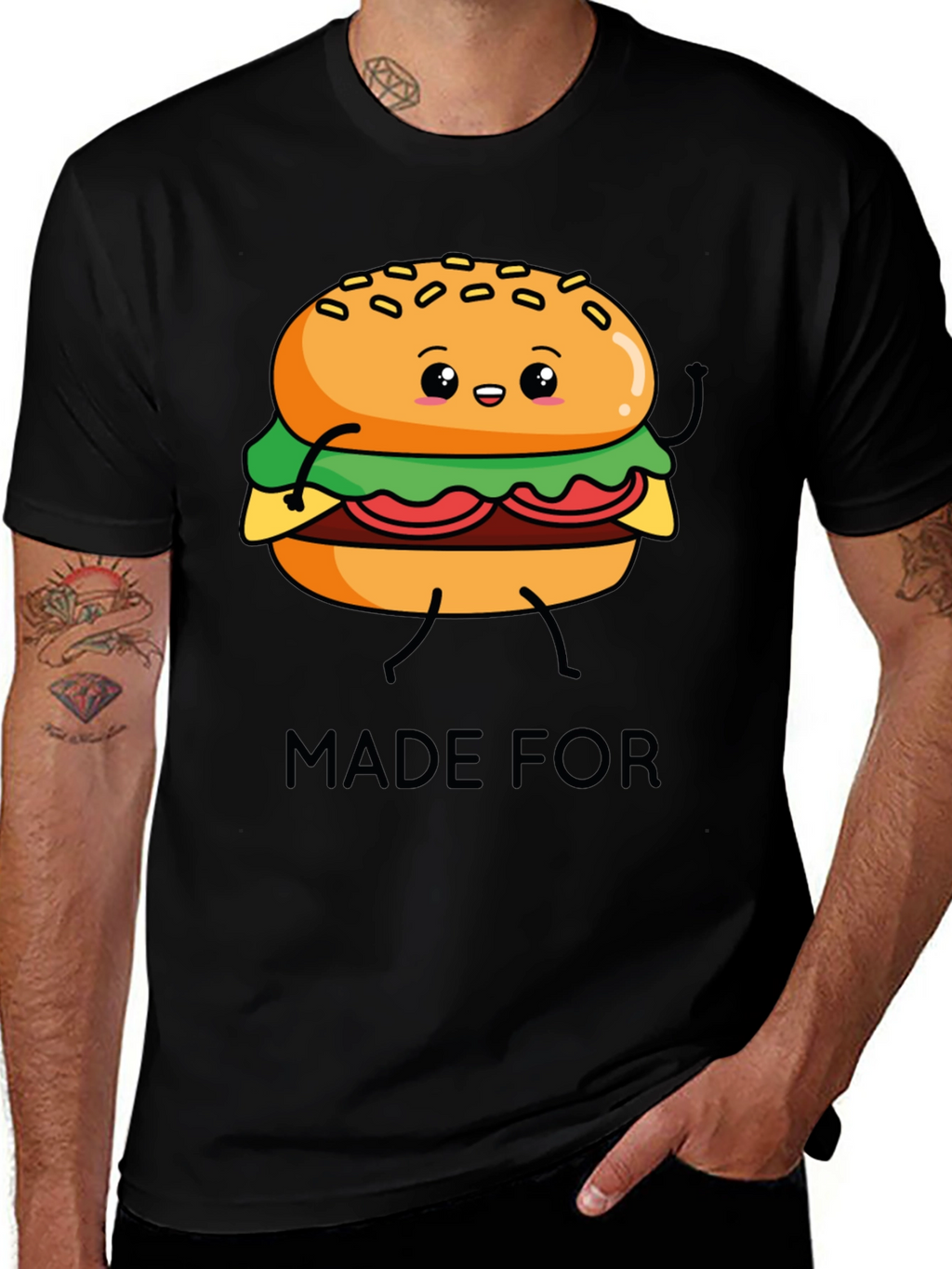 Cartoon Burger Made For T-Shirt