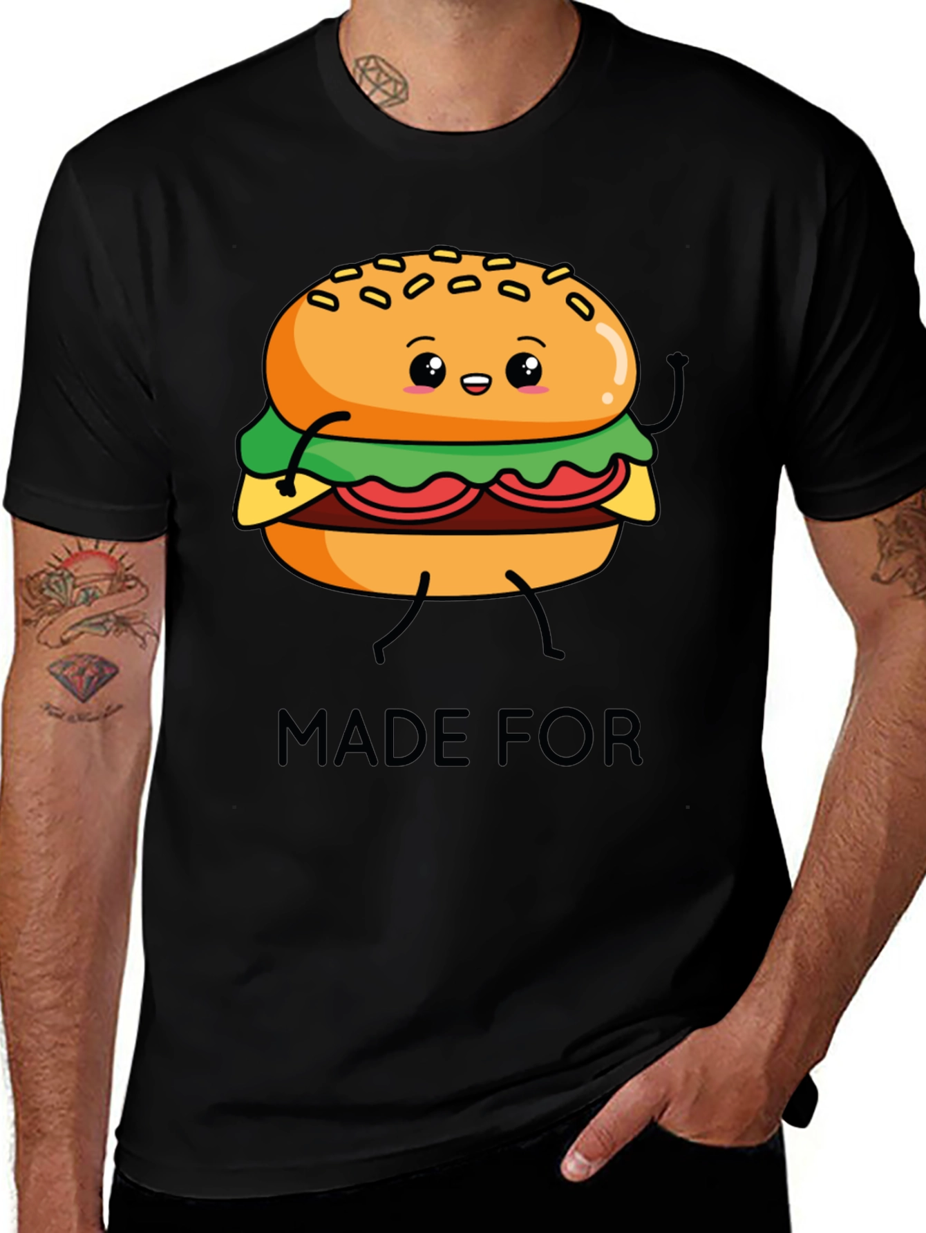 Cartoon Burger Made For T-Shirt
