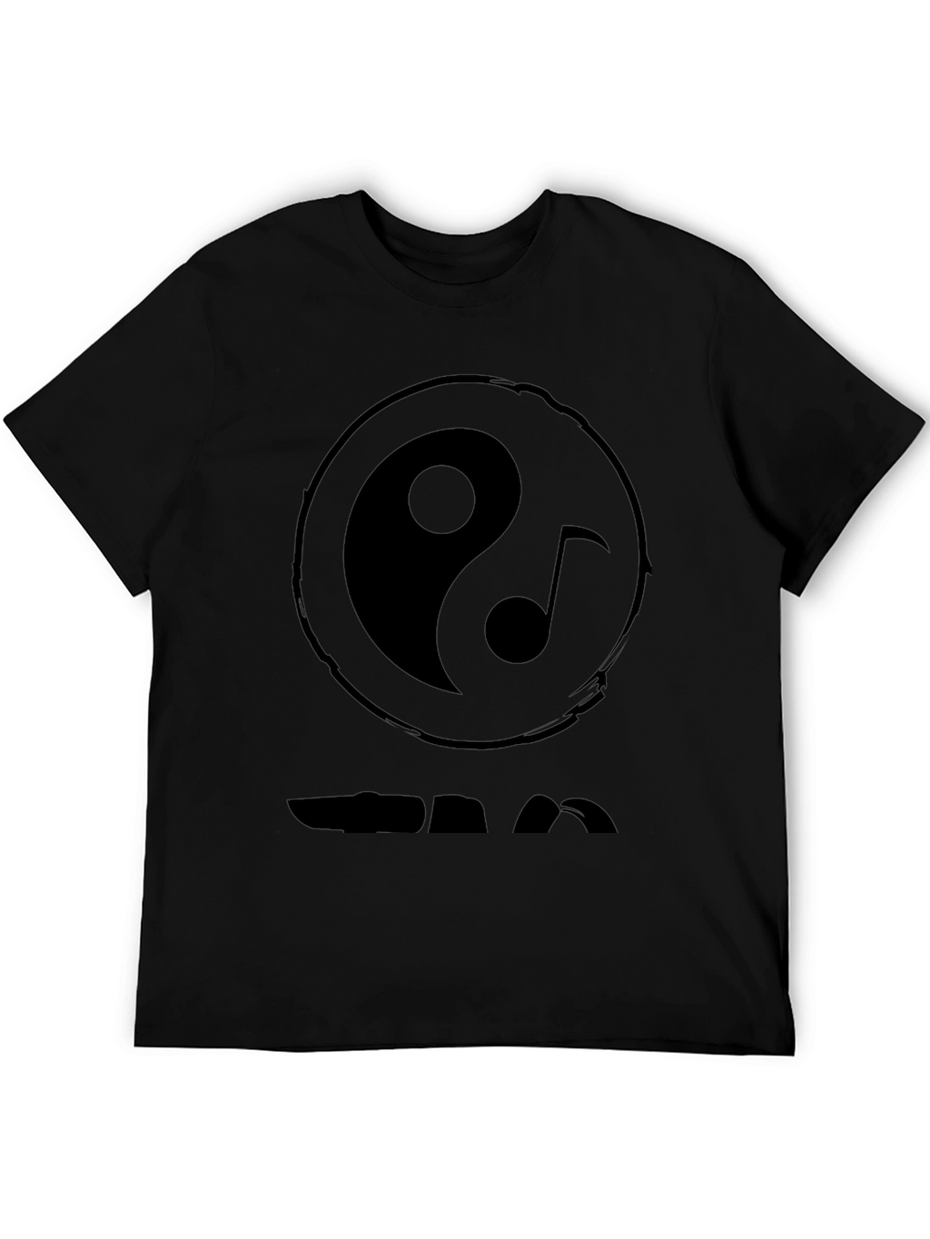 Yin Yang Music Note Graphic Black T-Shirt