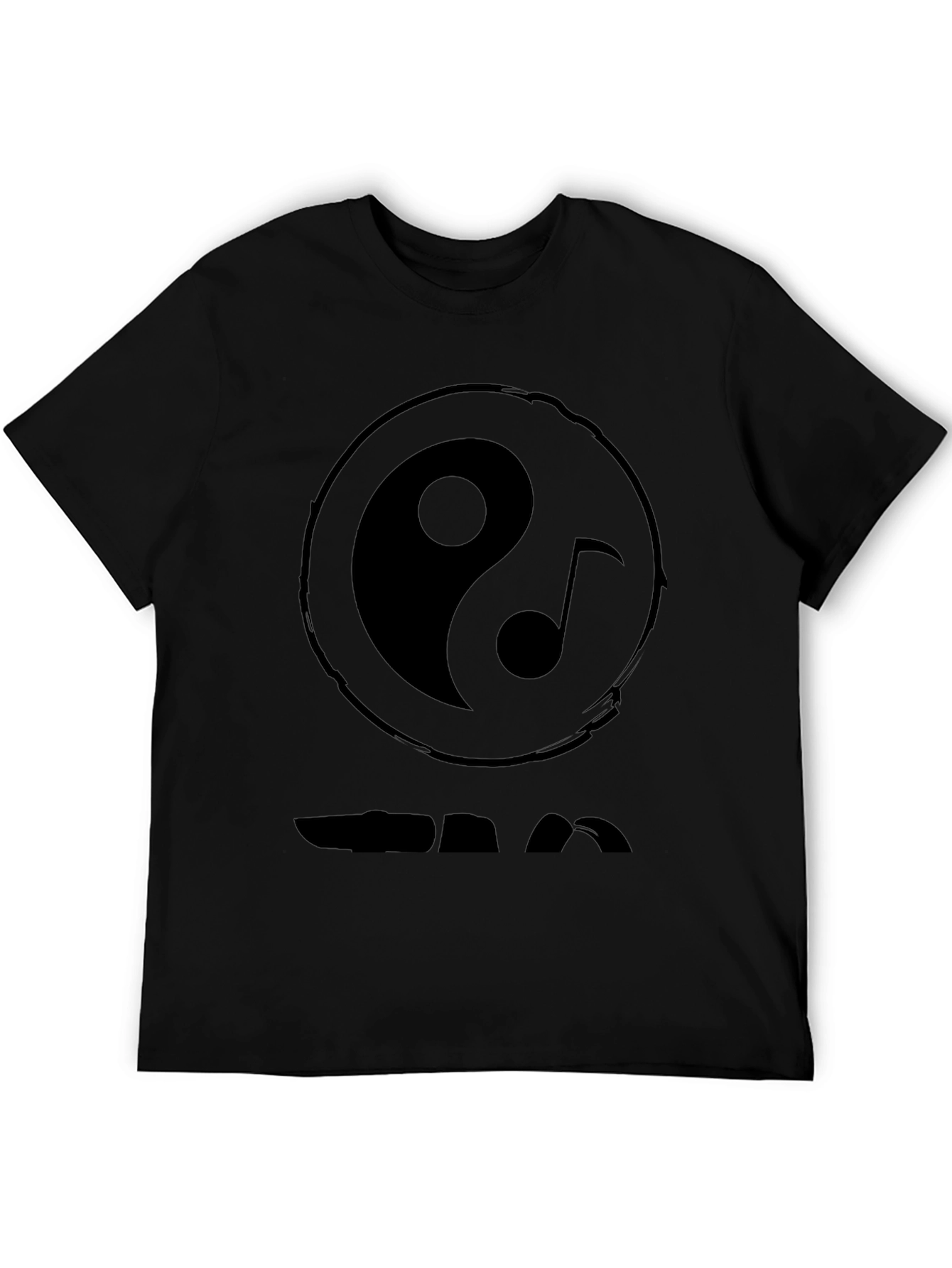 Yin Yang Music Note Graphic Black T-Shirt