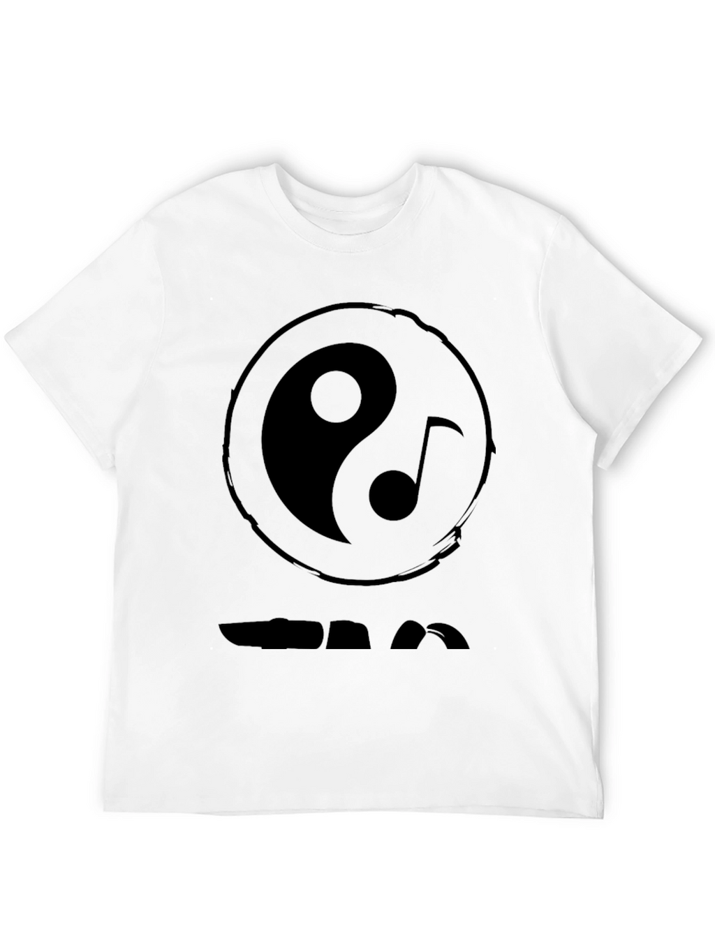 Yin Yang Music Note Graphic Black T-Shirt