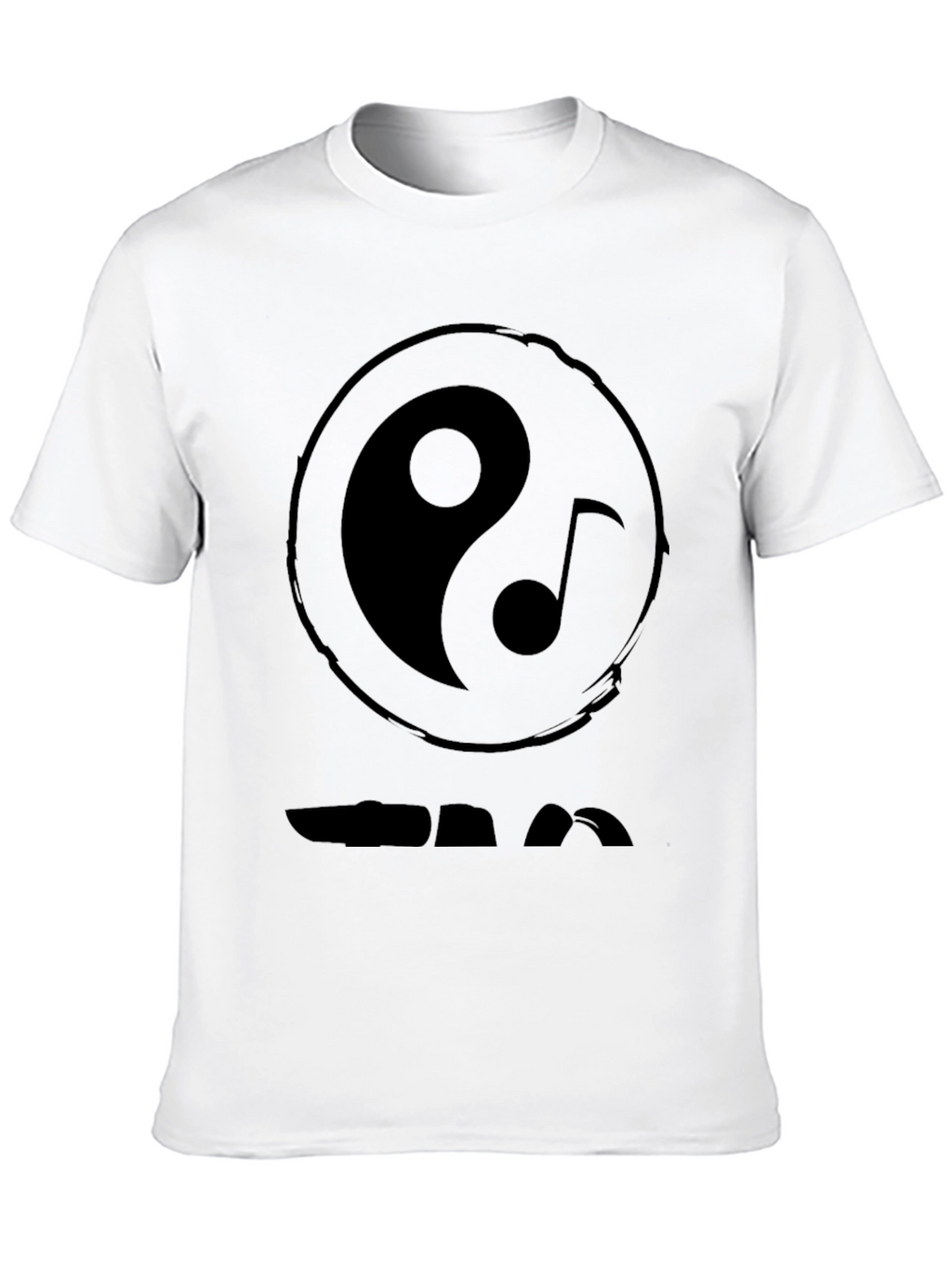 Yin Yang Music Note Graphic Black T-Shirt