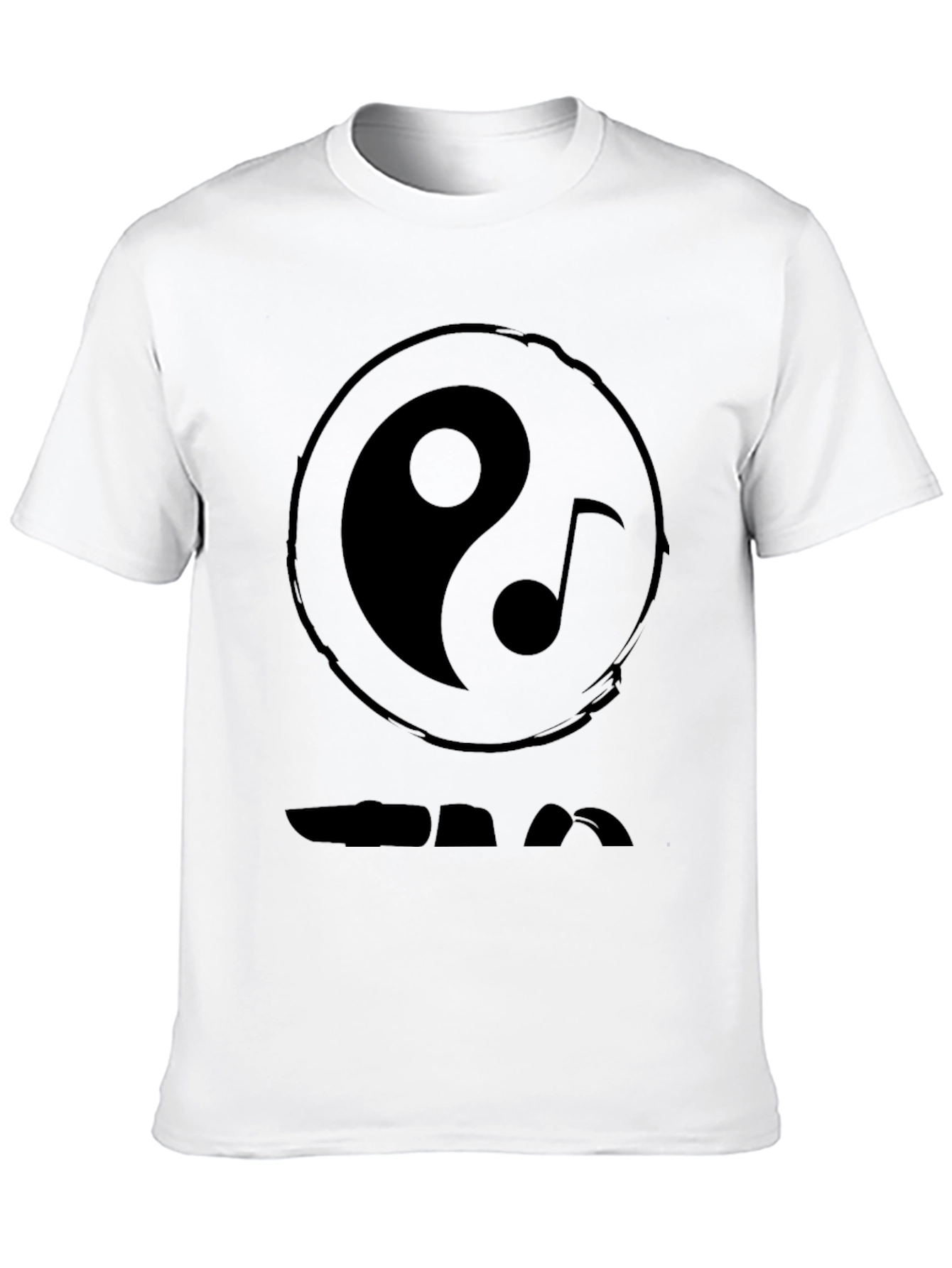 Yin Yang Music Note Graphic Black T-Shirt