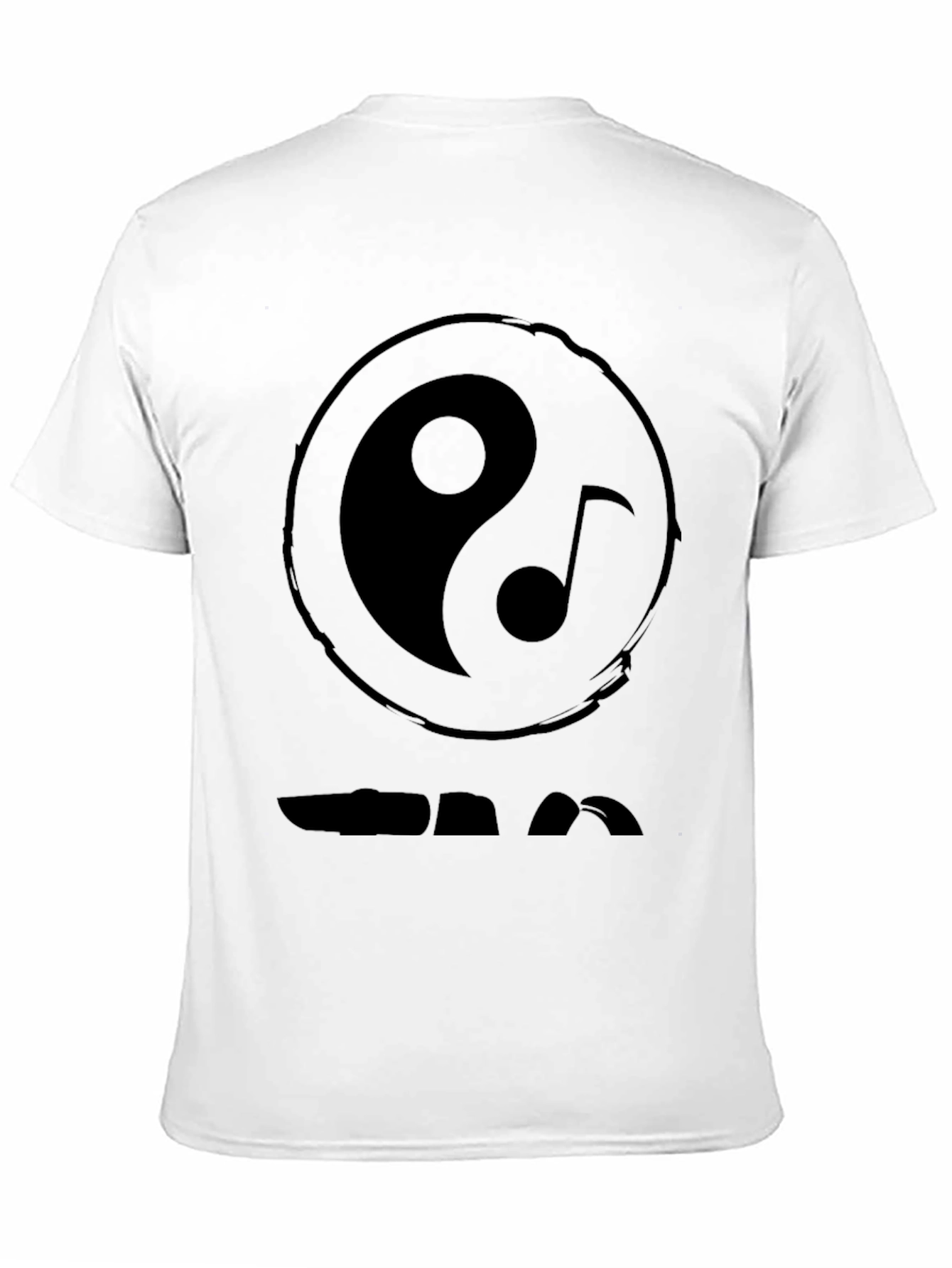 Yin Yang Music Note Graphic Black T-Shirt