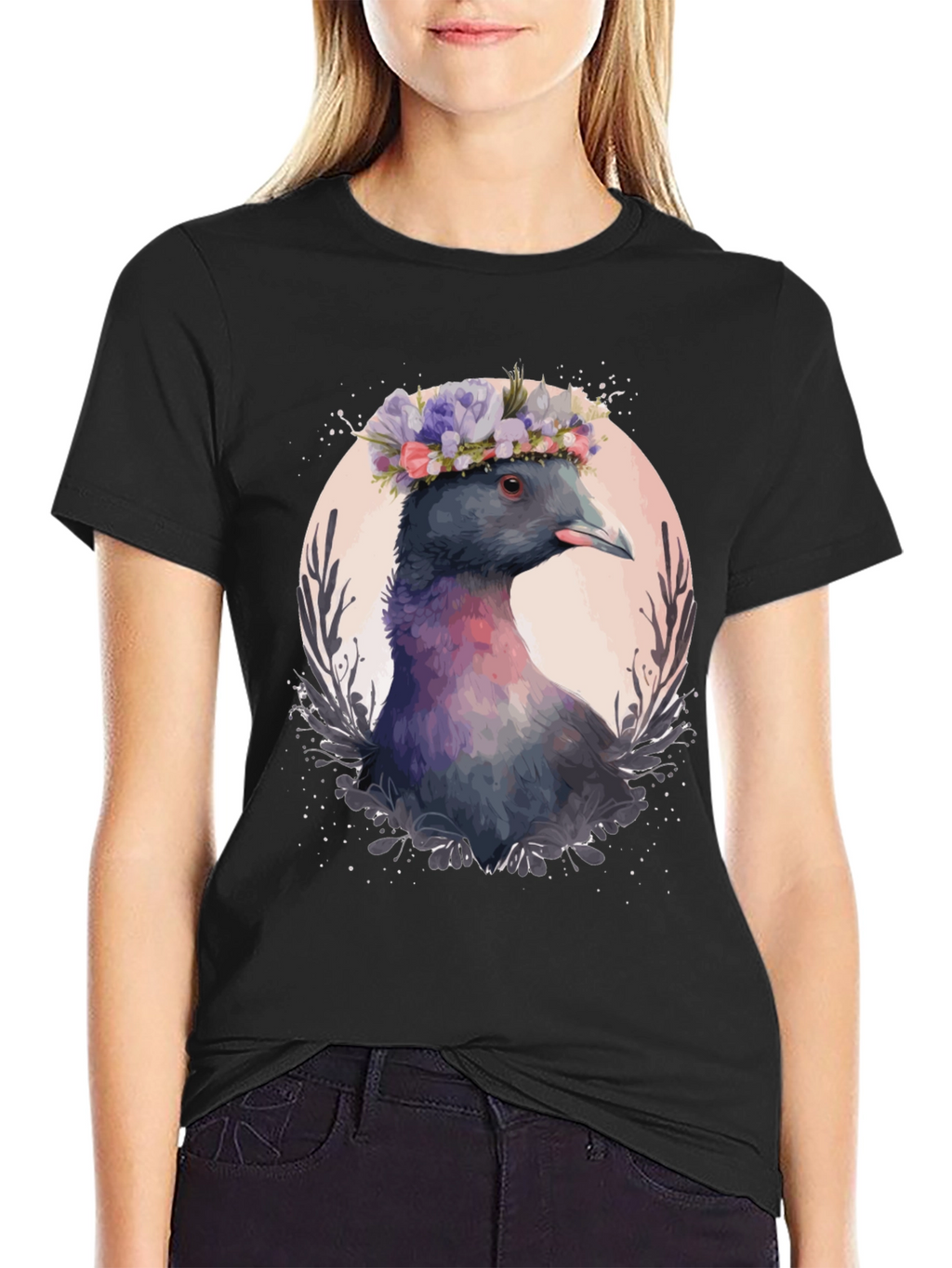 Pigeon in Bloom T-Shirt - Unique Bird Graphic Tee