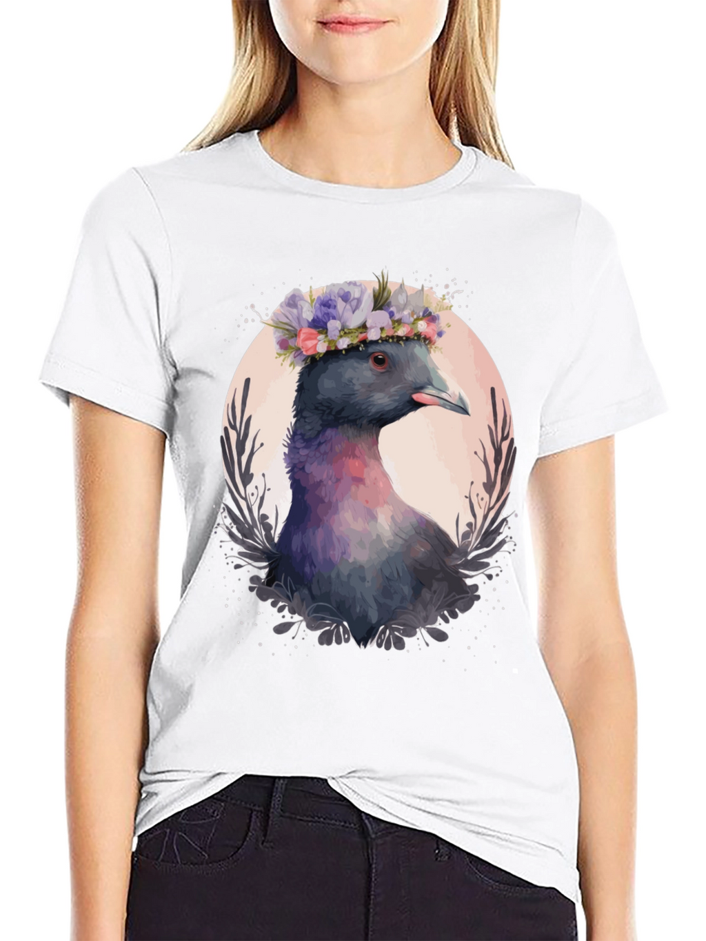 Pigeon in Bloom T-Shirt - Unique Bird Graphic Tee