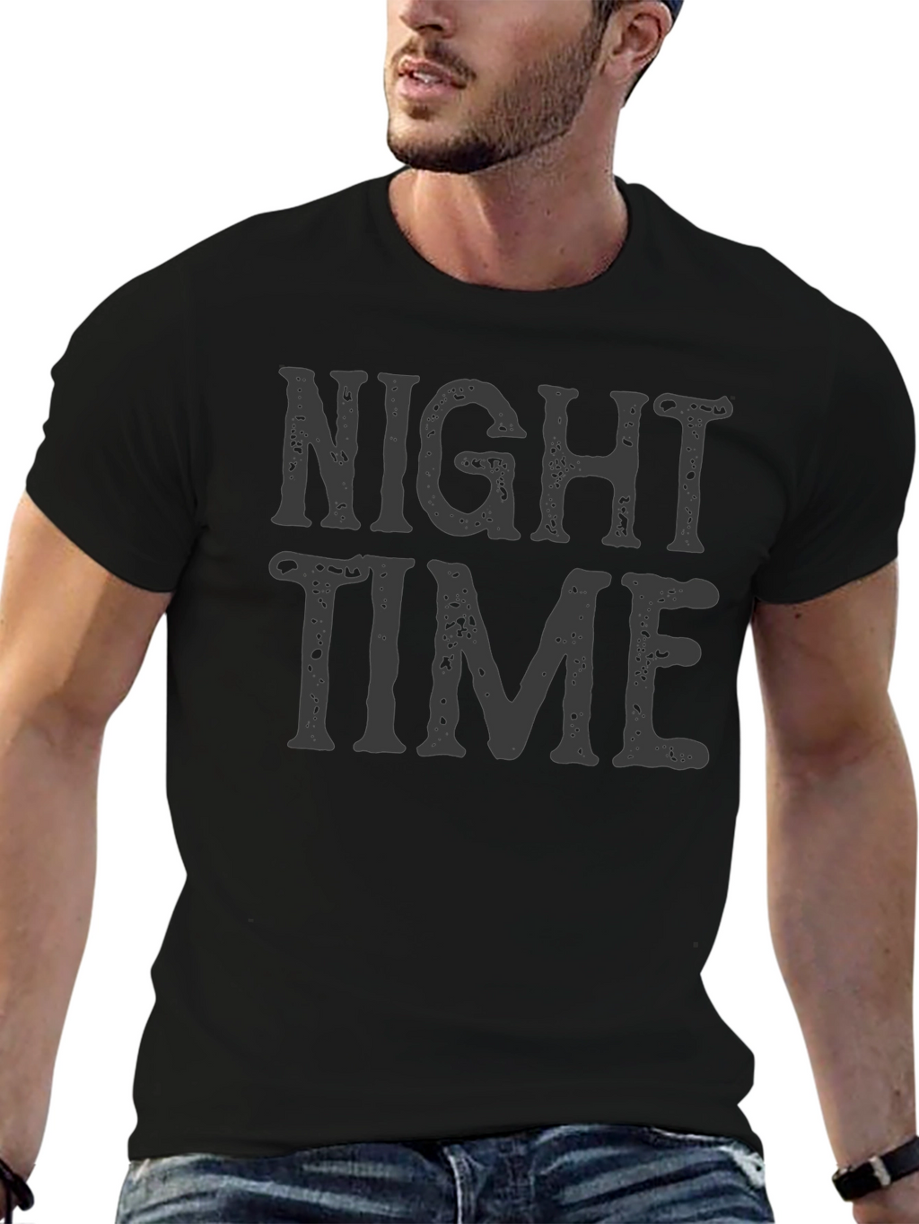 Night Time Graphic Print T-Shirt - Casual Wear