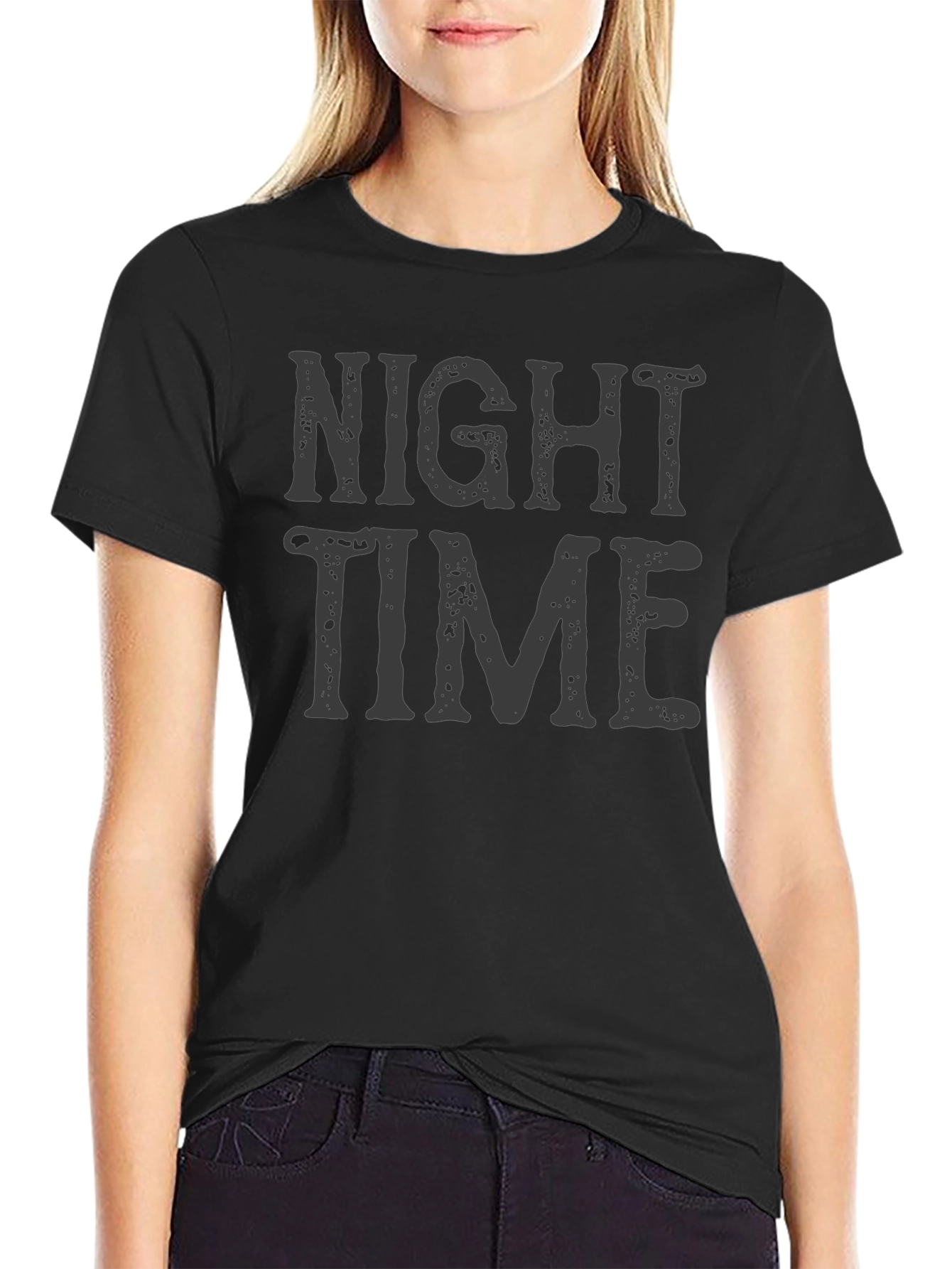 Night Time Graphic Print T-Shirt - Casual Wear