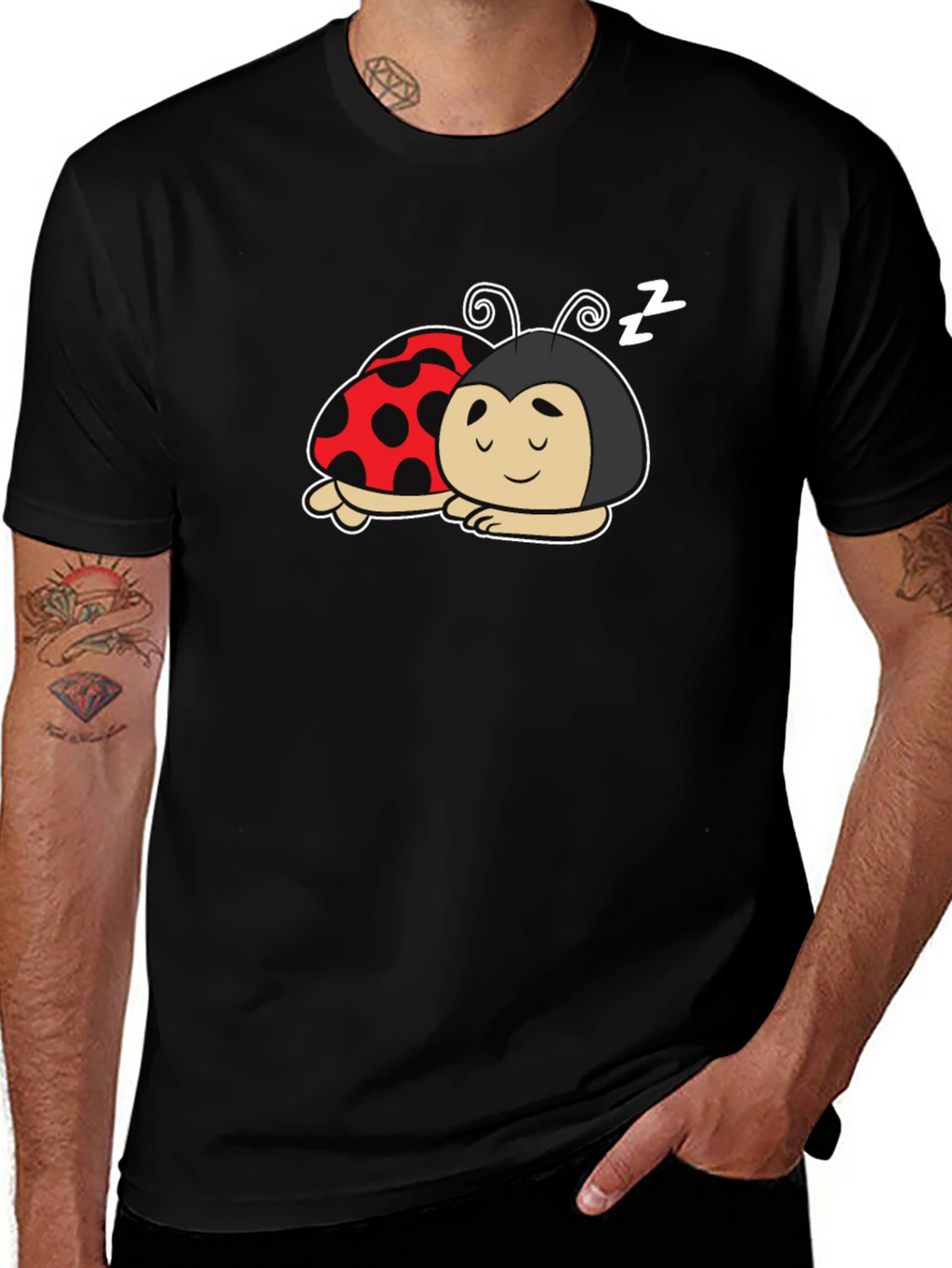 Sleeping Ladybugs Graphic T-Shirt - Cute Bug Tee