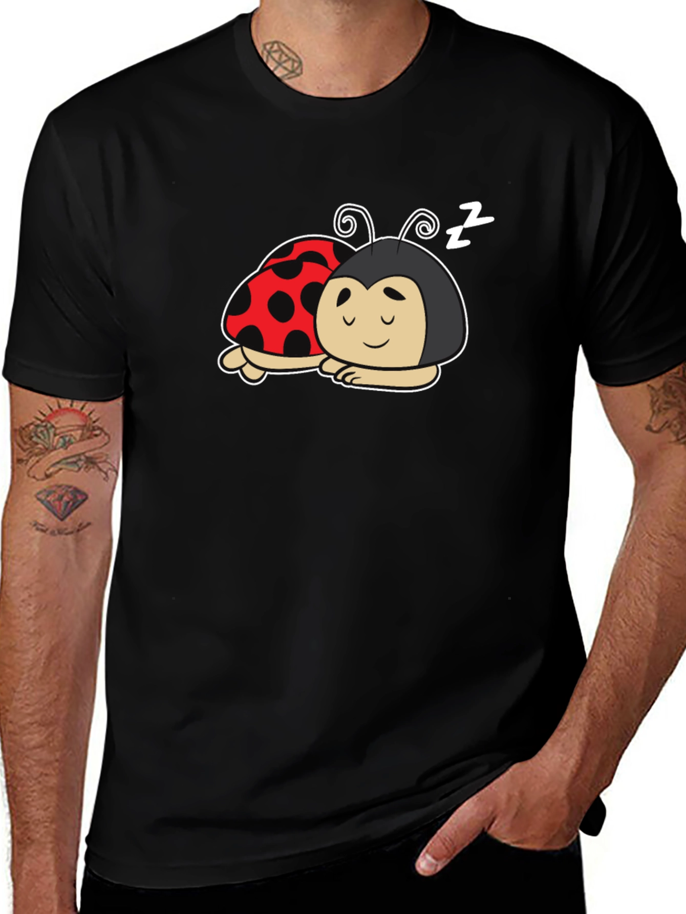 Sleeping Ladybugs Graphic T-Shirt - Cute Bug Tee