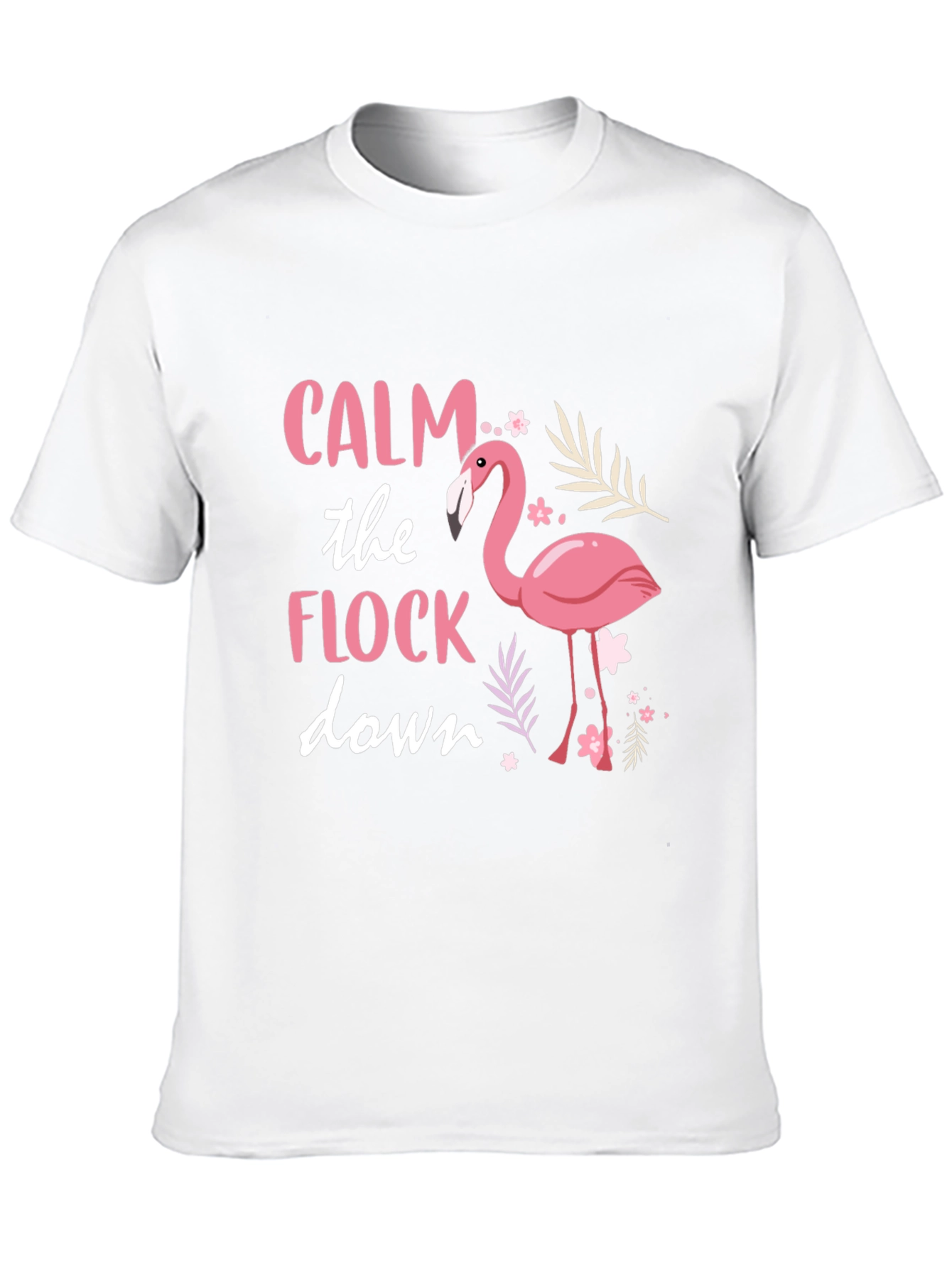 Calm the Flock Down Flamingo Graphic Tee - Black