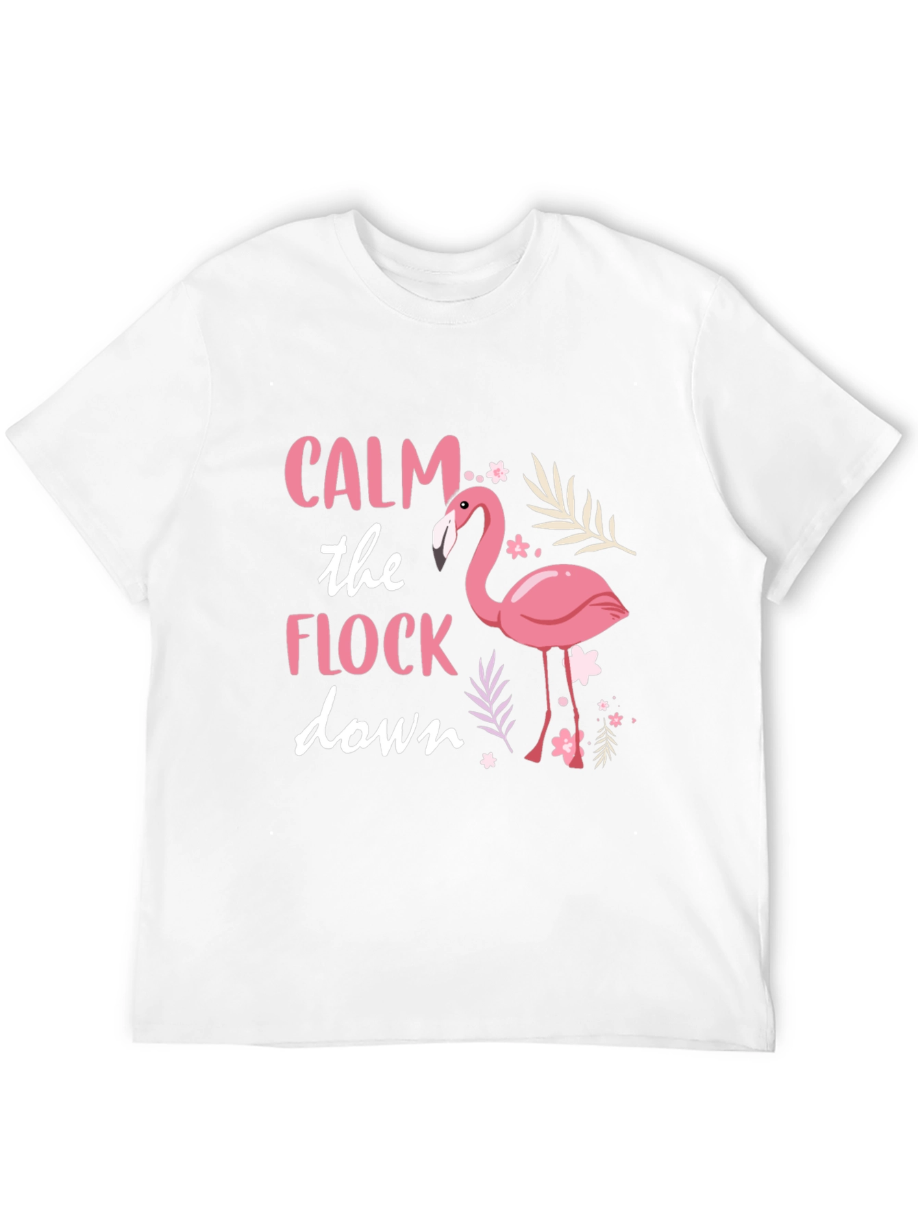 Calm the Flock Down Flamingo Graphic Tee - Black