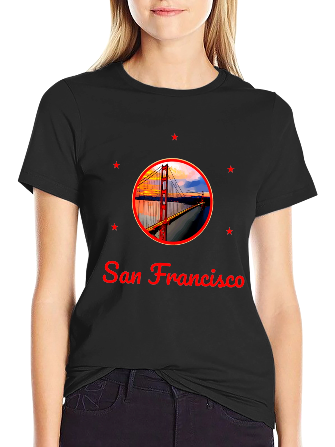 San Francisco Bridge Graphic Black T-Shirt