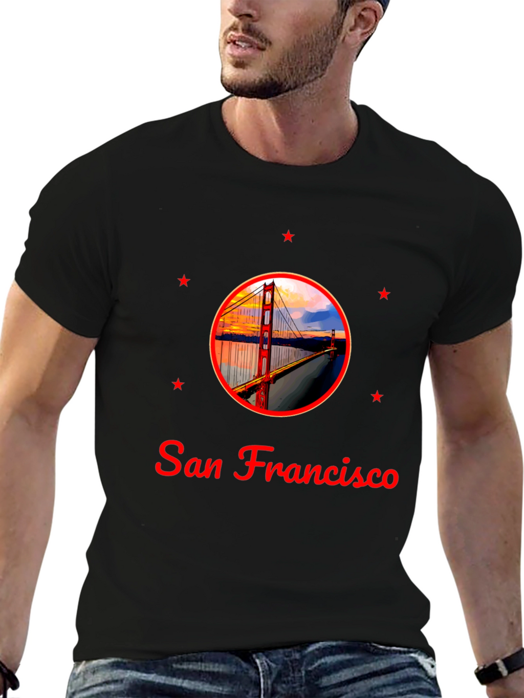 San Francisco Bridge Graphic Black T-Shirt
