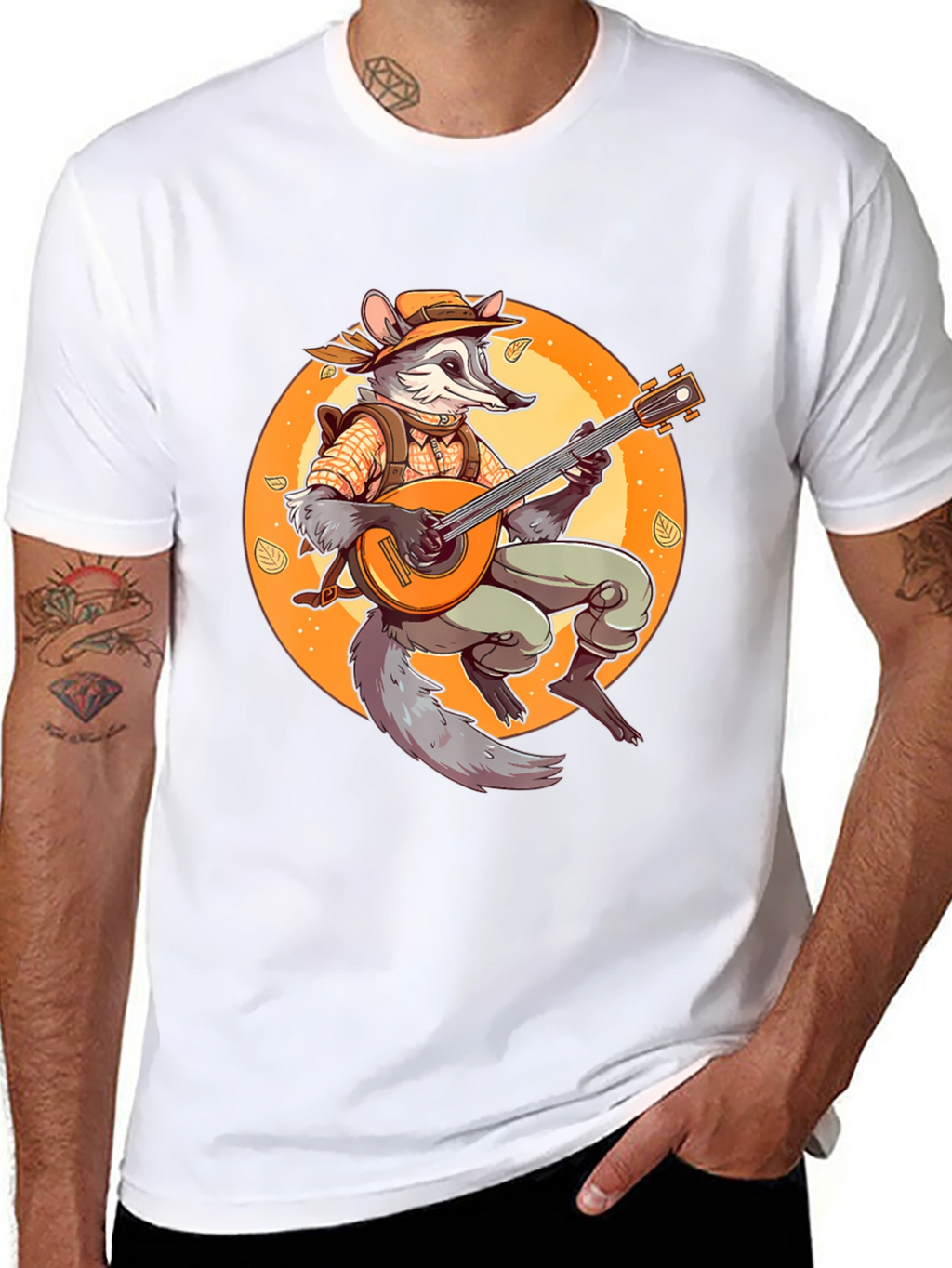 Raccoon Musician Graphic T-Shirt