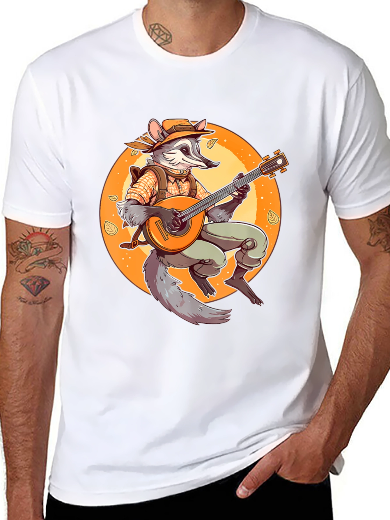 Raccoon Musician Graphic T-Shirt