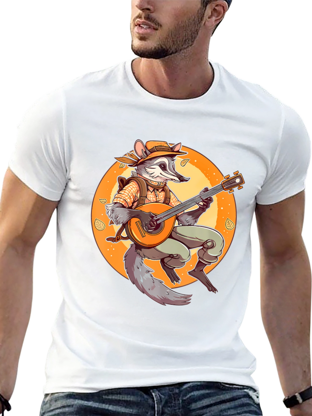 Raccoon Musician Graphic T-Shirt