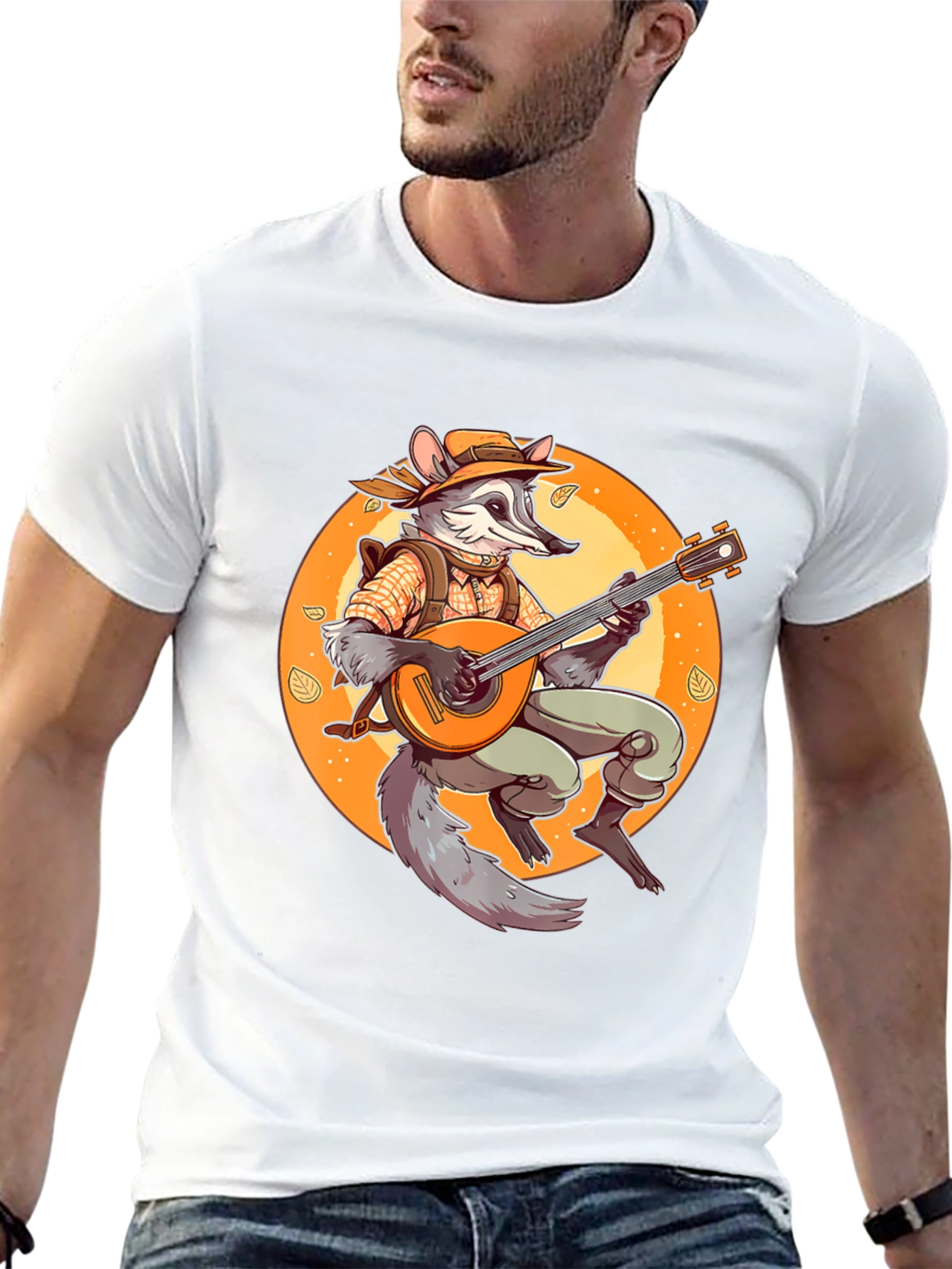 Raccoon Musician Graphic T-Shirt